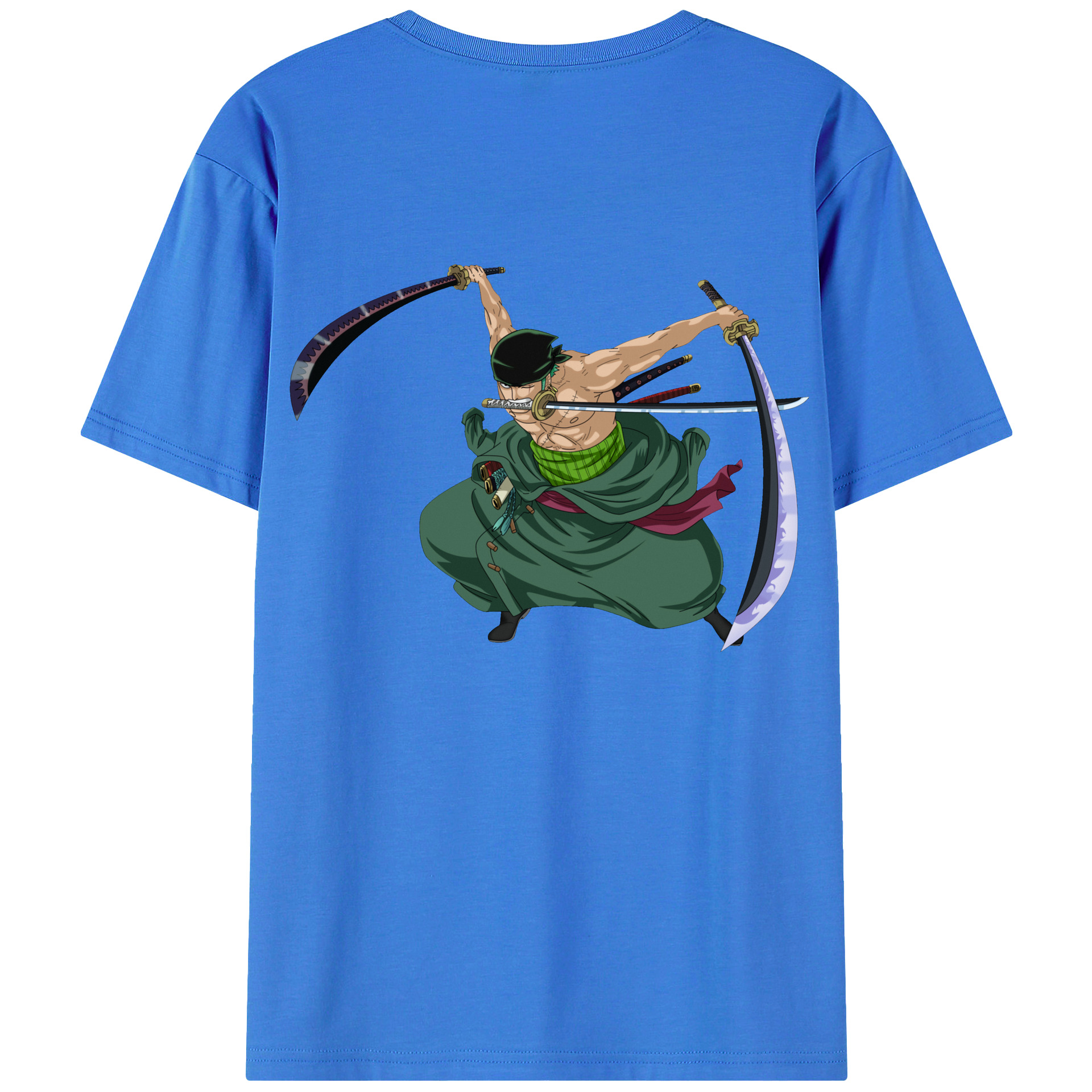 ワンピース ロロノア・ゾロ ONE PIECE Roronoa Zoro 綿100％ メンズ半袖Tシャツ（バックプリント） 通気性