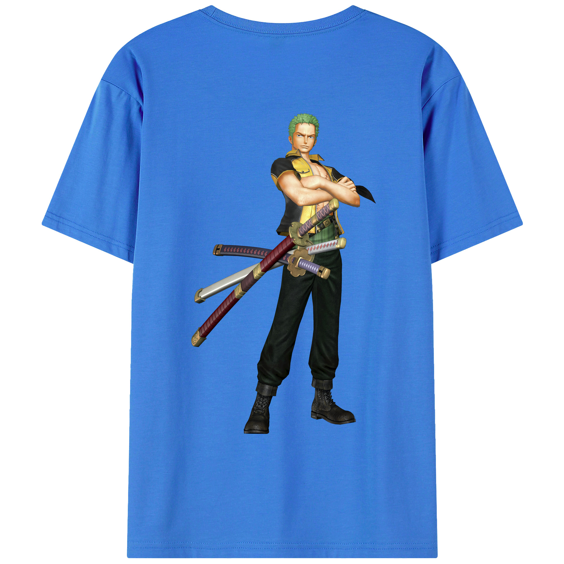 ワンピース ロロノア・ゾロ ONE PIECE Roronoa Zoro 綿100％ メンズ半袖Tシャツ（バックプリント） 通気性