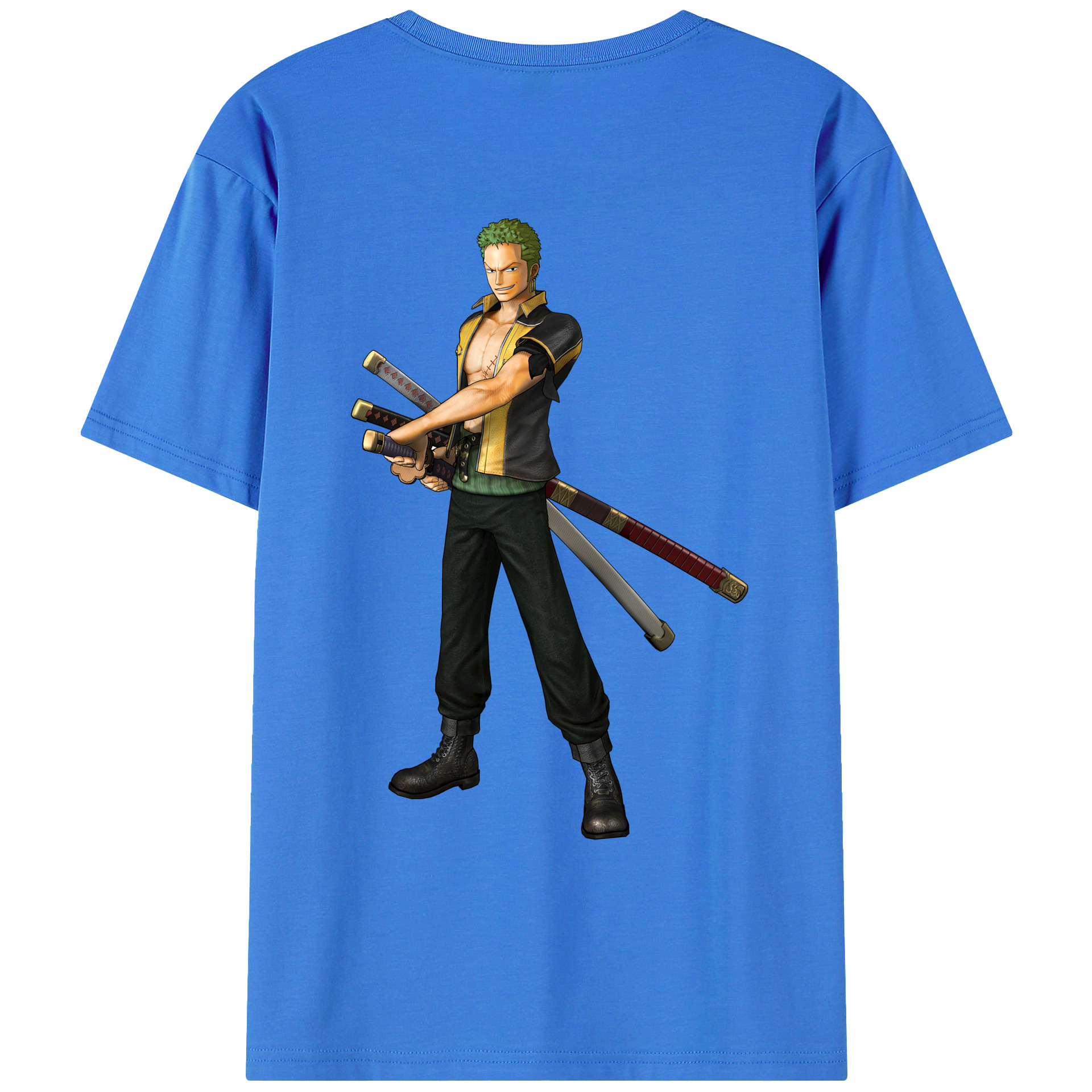 ワンピース ロロノア・ゾロ ONE PIECE Roronoa Zoro 綿100％ メンズ半袖Tシャツ（バックプリント） 通気性