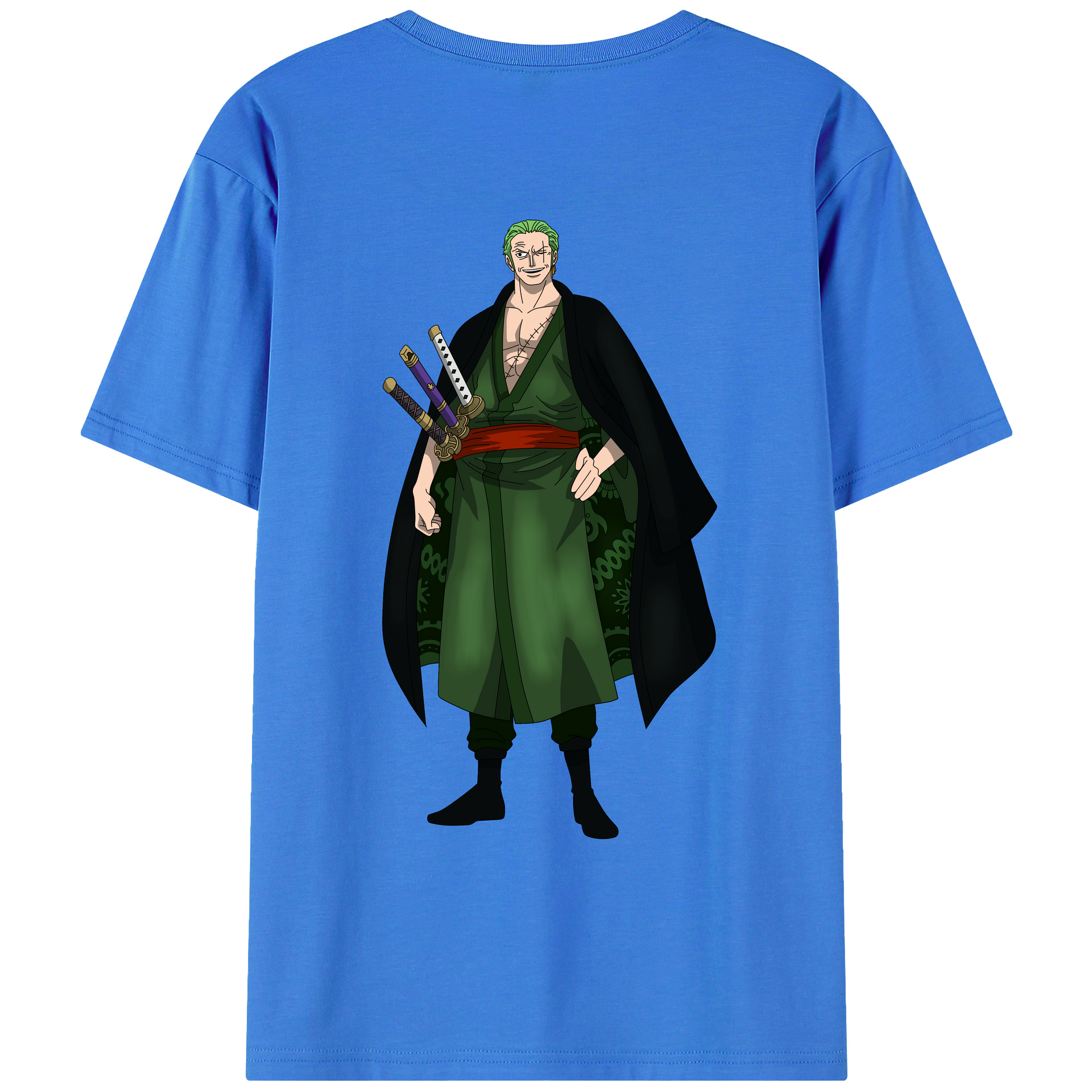 ワンピース ロロノア・ゾロ ONE PIECE Roronoa Zoro 綿100％ メンズ半袖Tシャツ（バックプリント） 通気性