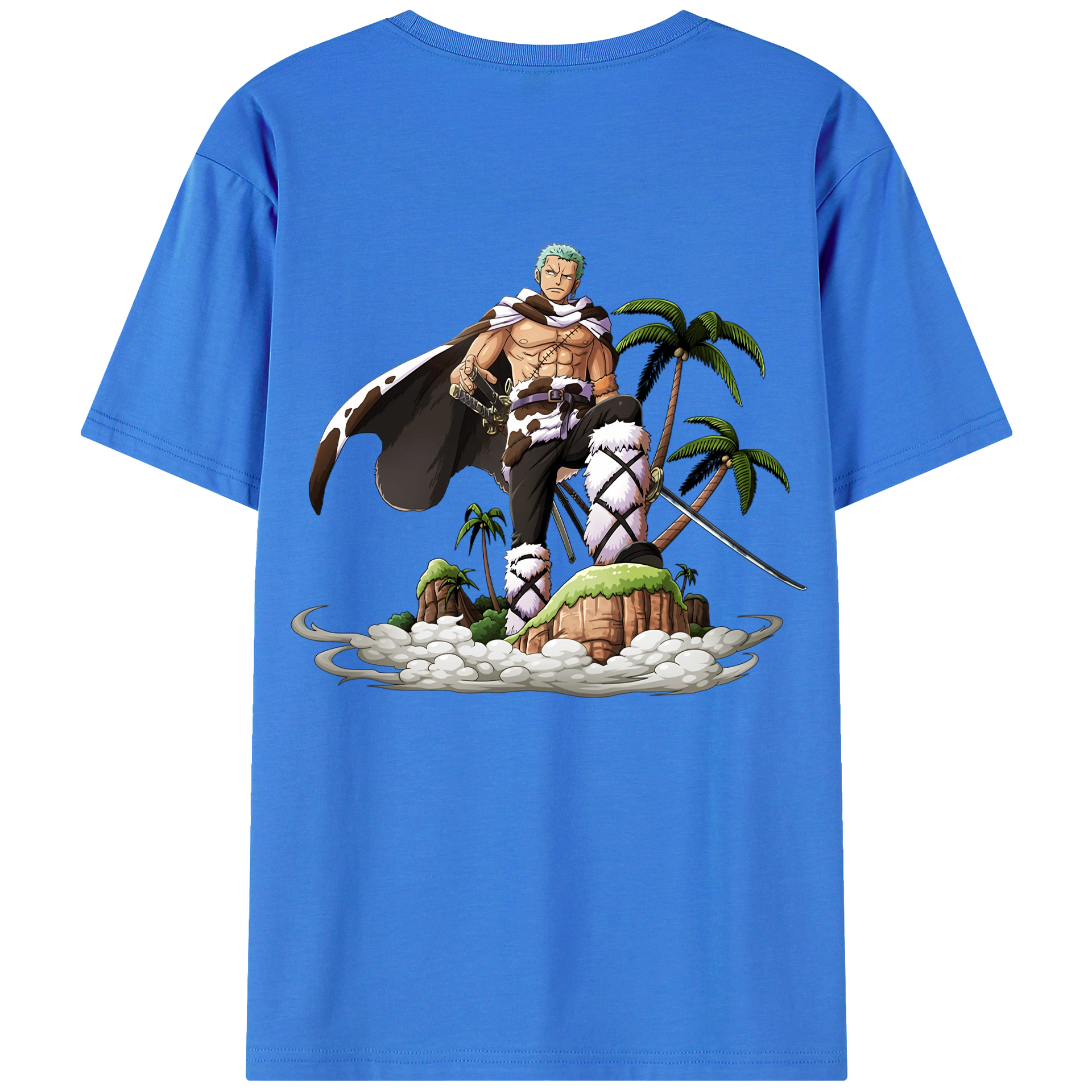 ワンピース ロロノア・ゾロ ONE PIECE Roronoa Zoro 綿100％ メンズ半袖Tシャツ（バックプリント） 通気性