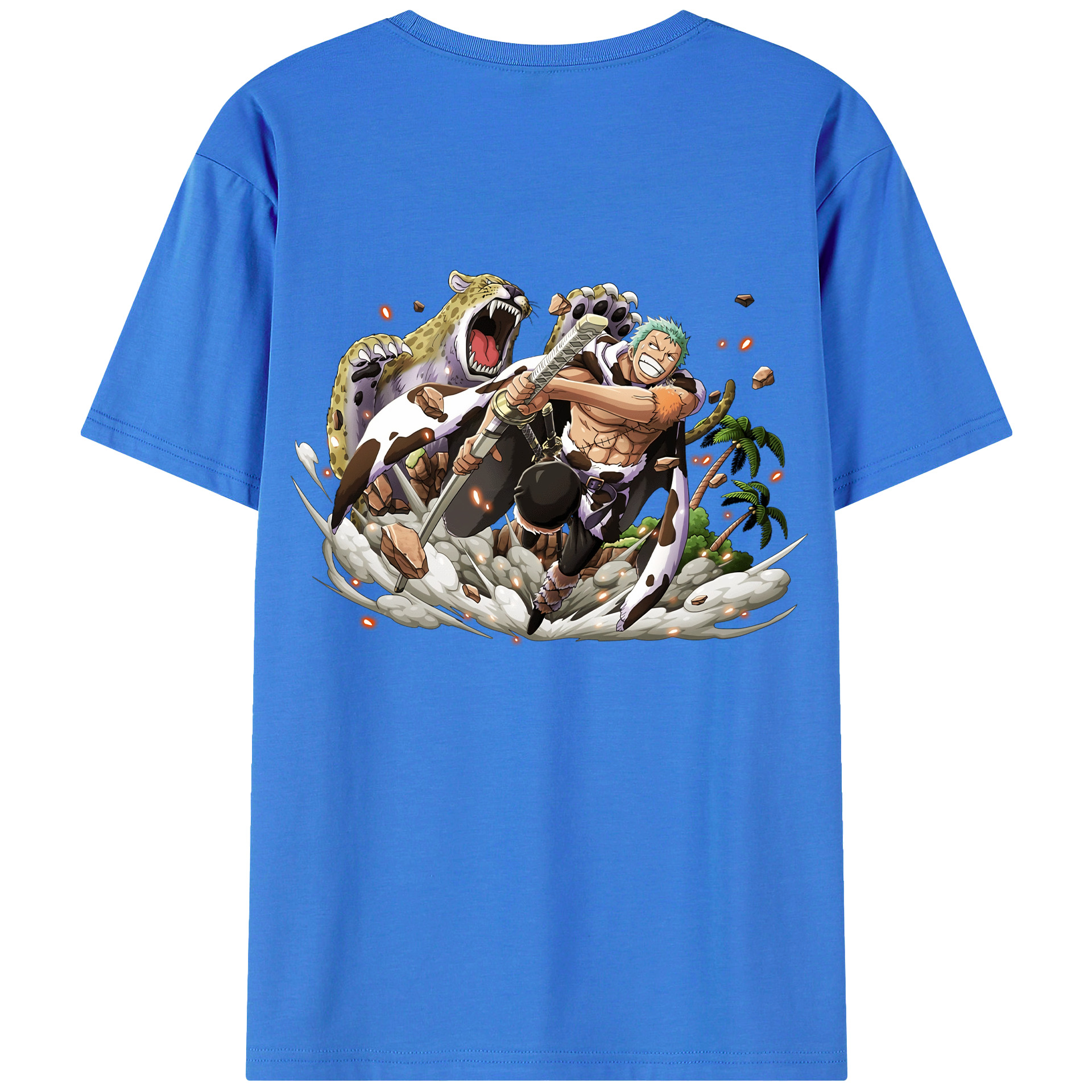 ワンピース ロロノア・ゾロ ONE PIECE Roronoa Zoro 綿100％ メンズ半袖Tシャツ（バックプリント） 通気性