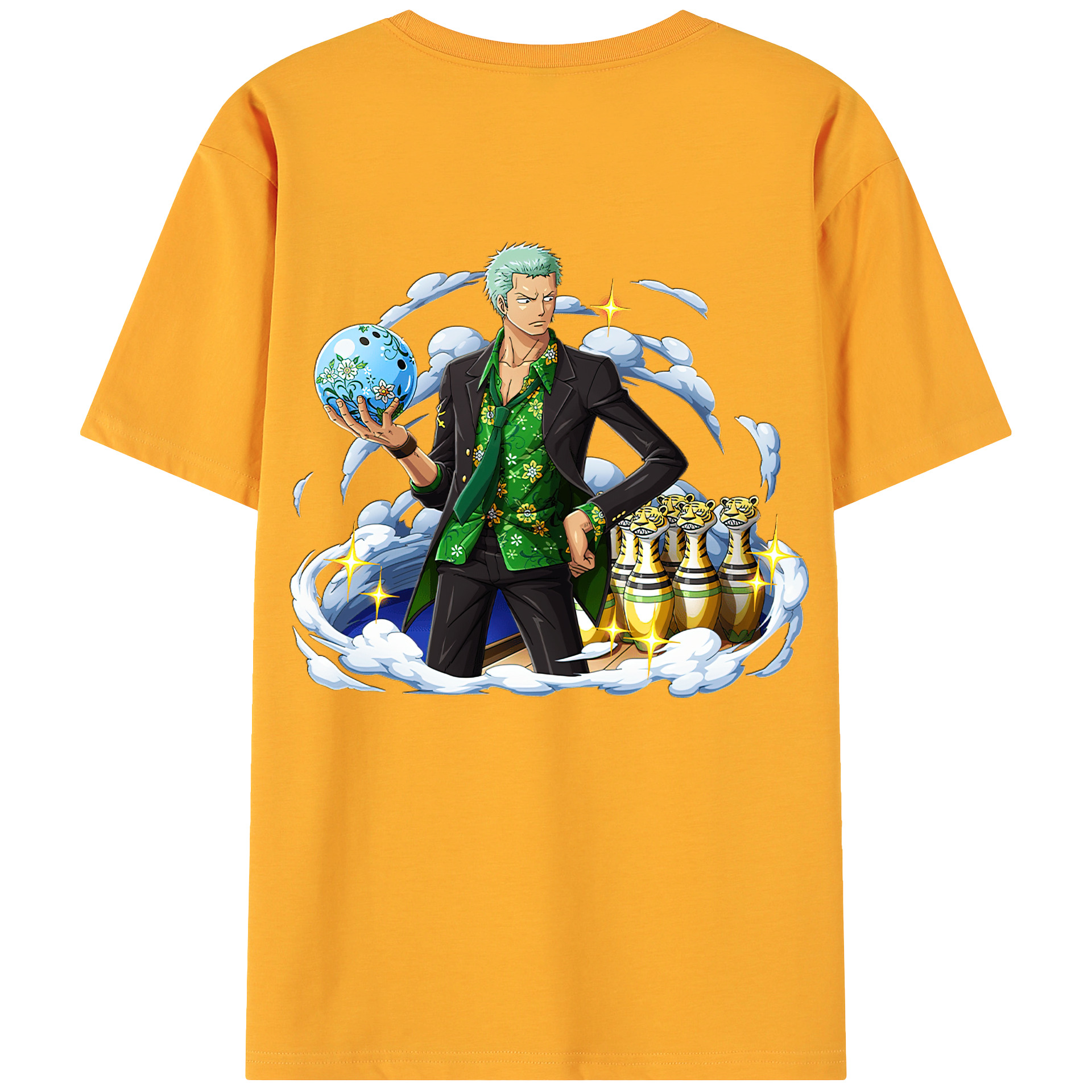 ワンピース ロロノア・ゾロ ONE PIECE Roronoa Zoro 綿100％ メンズ半袖Tシャツ（バックプリント） 通気性