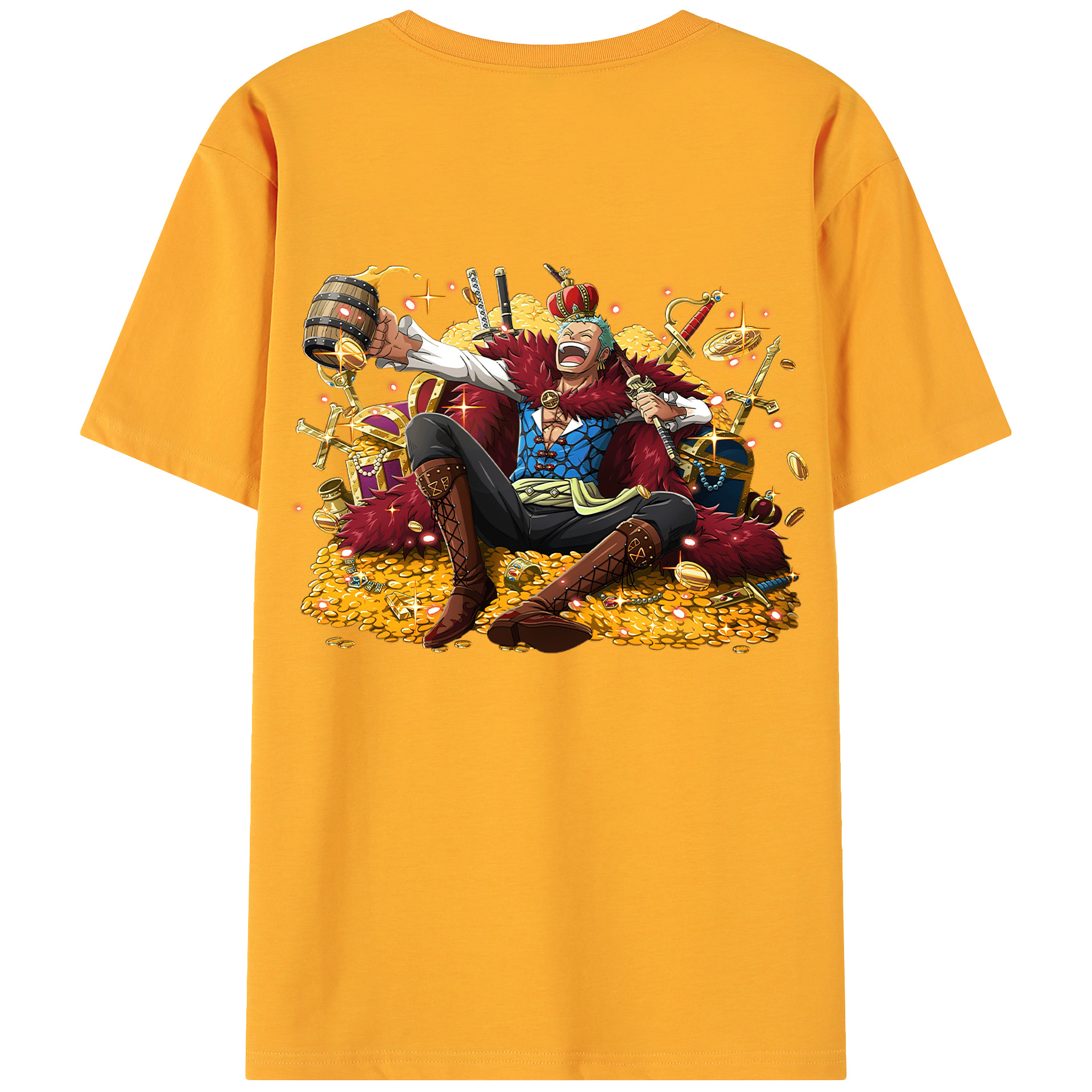 ワンピース ロロノア・ゾロ ONE PIECE Roronoa Zoro 綿100％ メンズ半袖Tシャツ（バックプリント） 通気性