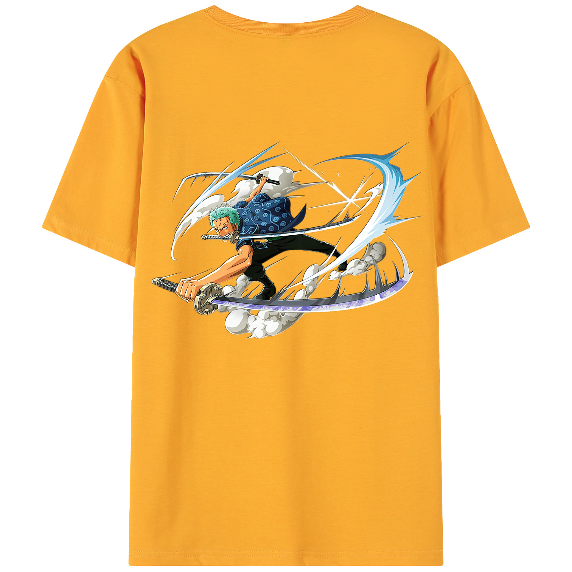 ワンピース ロロノア・ゾロ ONE PIECE Roronoa Zoro 綿100％ メンズ半袖Tシャツ（バックプリント） 通気性