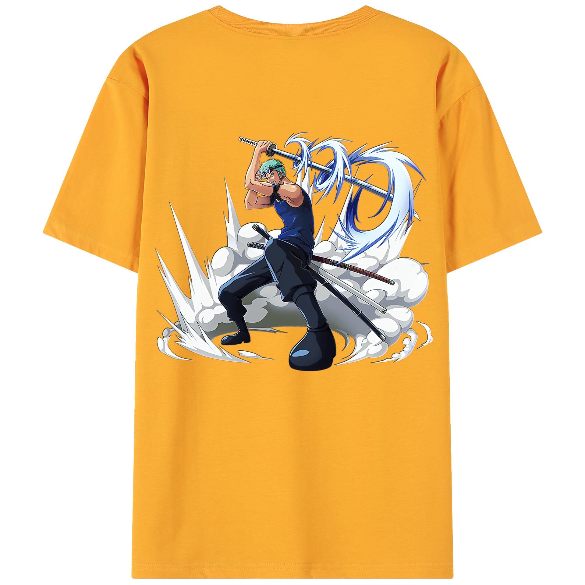 ワンピース ロロノア・ゾロ ONE PIECE Roronoa Zoro 綿100％ メンズ半袖Tシャツ（バックプリント） 通気性