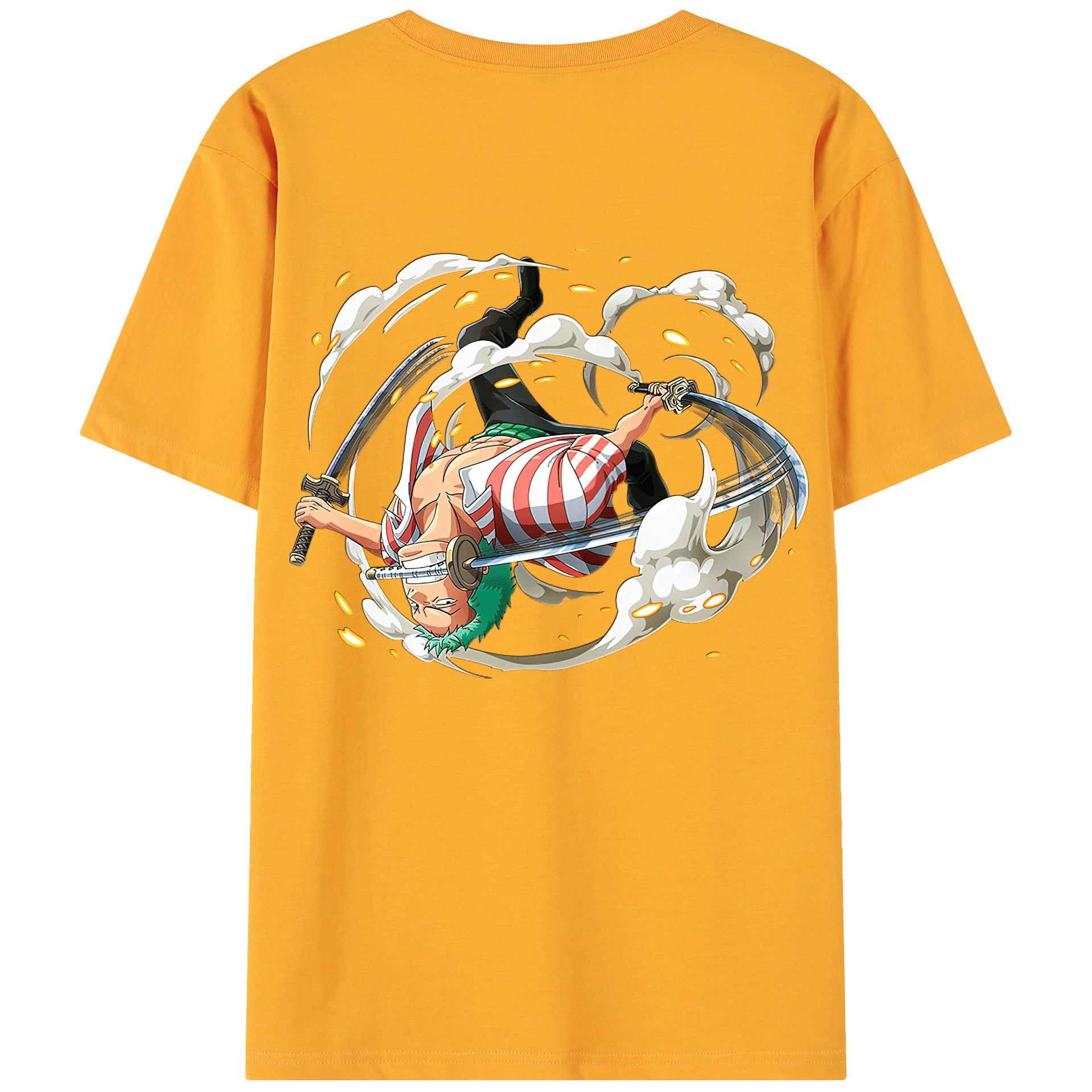 ワンピース ロロノア・ゾロ ONE PIECE Roronoa Zoro 綿100％ メンズ半袖Tシャツ（バックプリント） 通気性