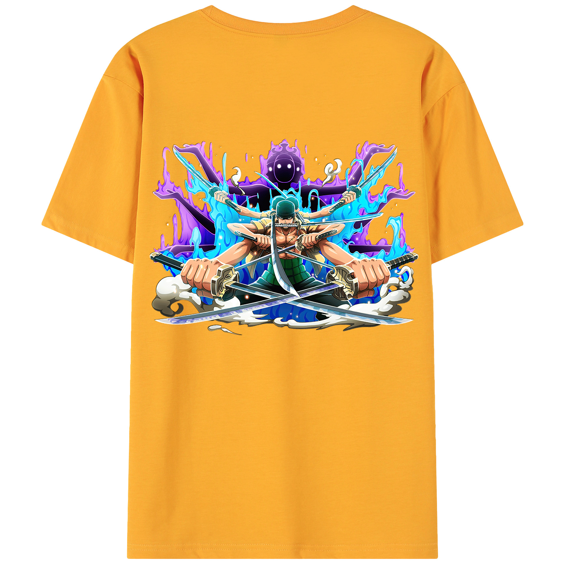 ワンピース ロロノア・ゾロ ONE PIECE Roronoa Zoro 綿100％ メンズ半袖Tシャツ（バックプリント） 通気性