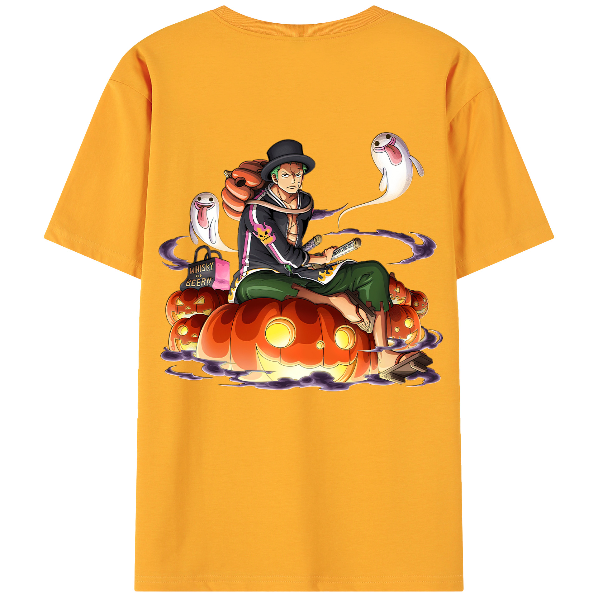ワンピース ロロノア・ゾロ ONE PIECE Roronoa Zoro 綿100％ メンズ半袖Tシャツ（バックプリント） 通気性