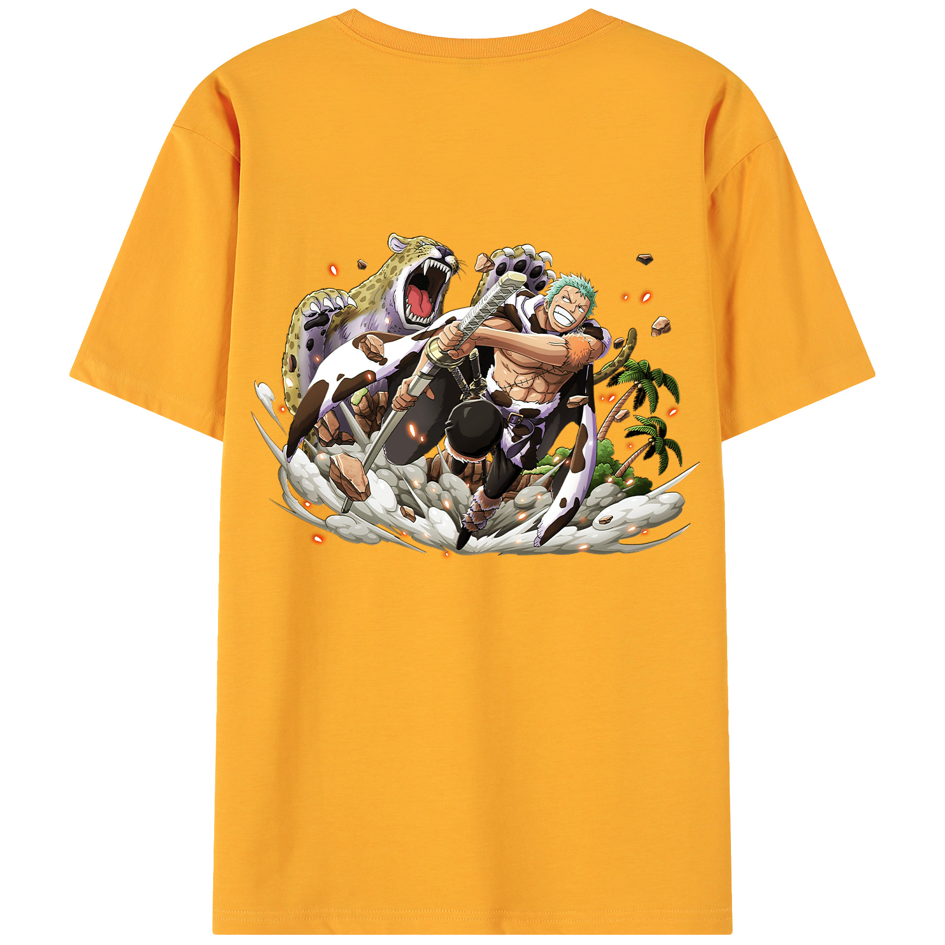 ワンピース ロロノア・ゾロ ONE PIECE Roronoa Zoro 綿100％ メンズ半袖Tシャツ（バックプリント） 通気性