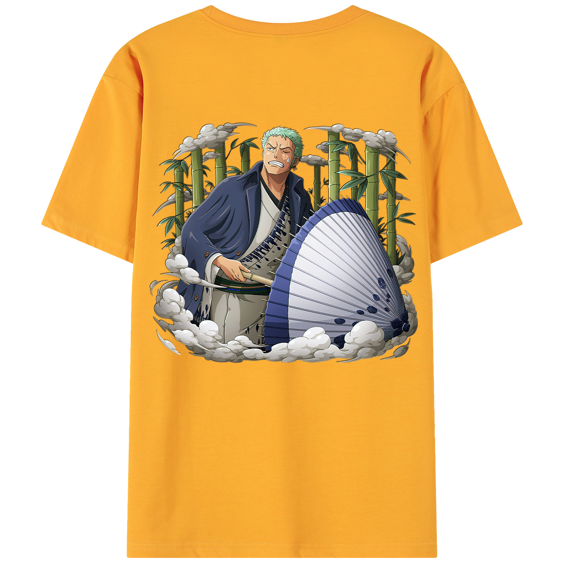 ワンピース ロロノア・ゾロ ONE PIECE Roronoa Zoro 綿100％ メンズ半袖Tシャツ（バックプリント） 通気性