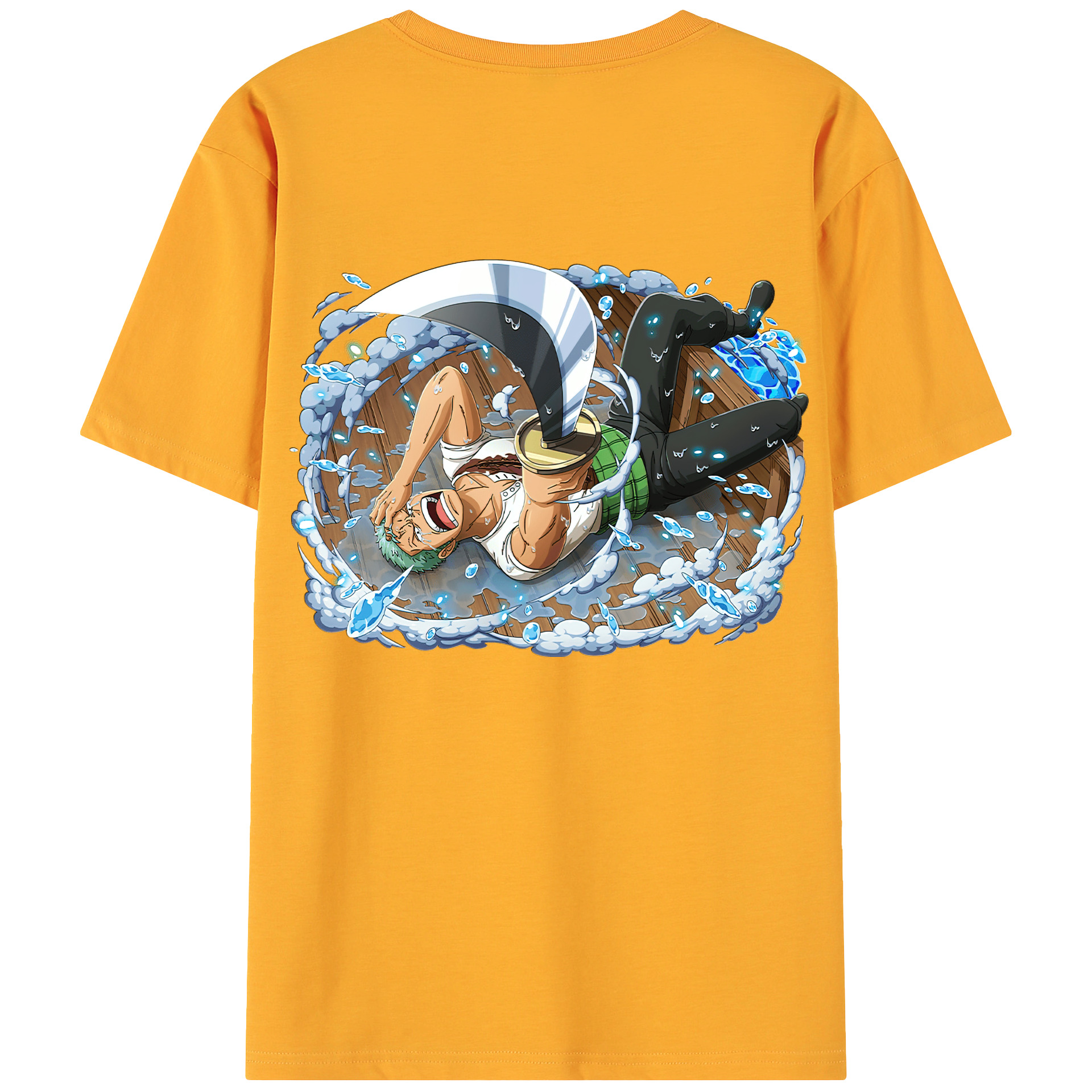 ワンピース ロロノア・ゾロ ONE PIECE Roronoa Zoro 綿100％ メンズ半袖Tシャツ（バックプリント） 通気性