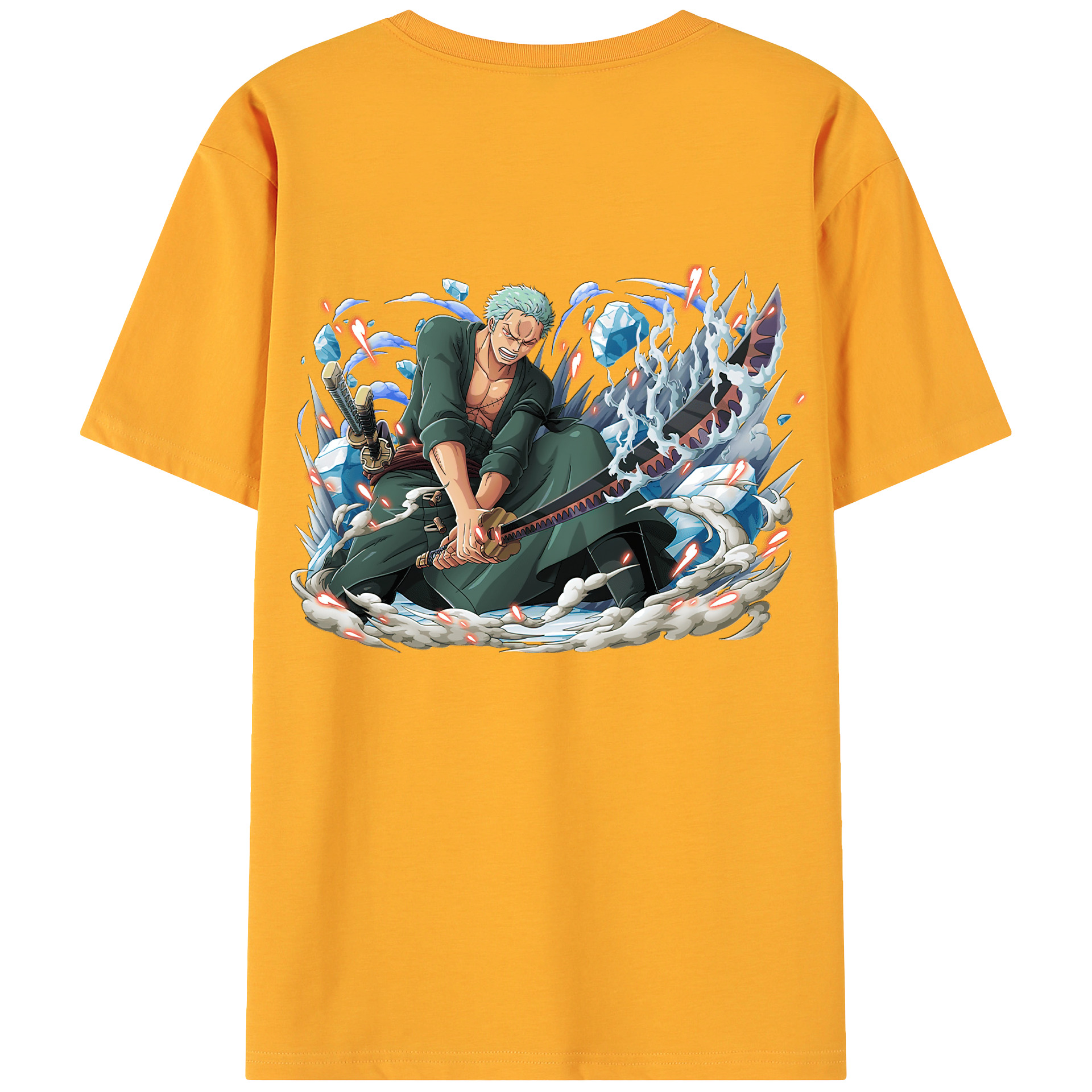 ワンピース ロロノア・ゾロ ONE PIECE Roronoa Zoro 綿100％ メンズ半袖Tシャツ（バックプリント） 通気性