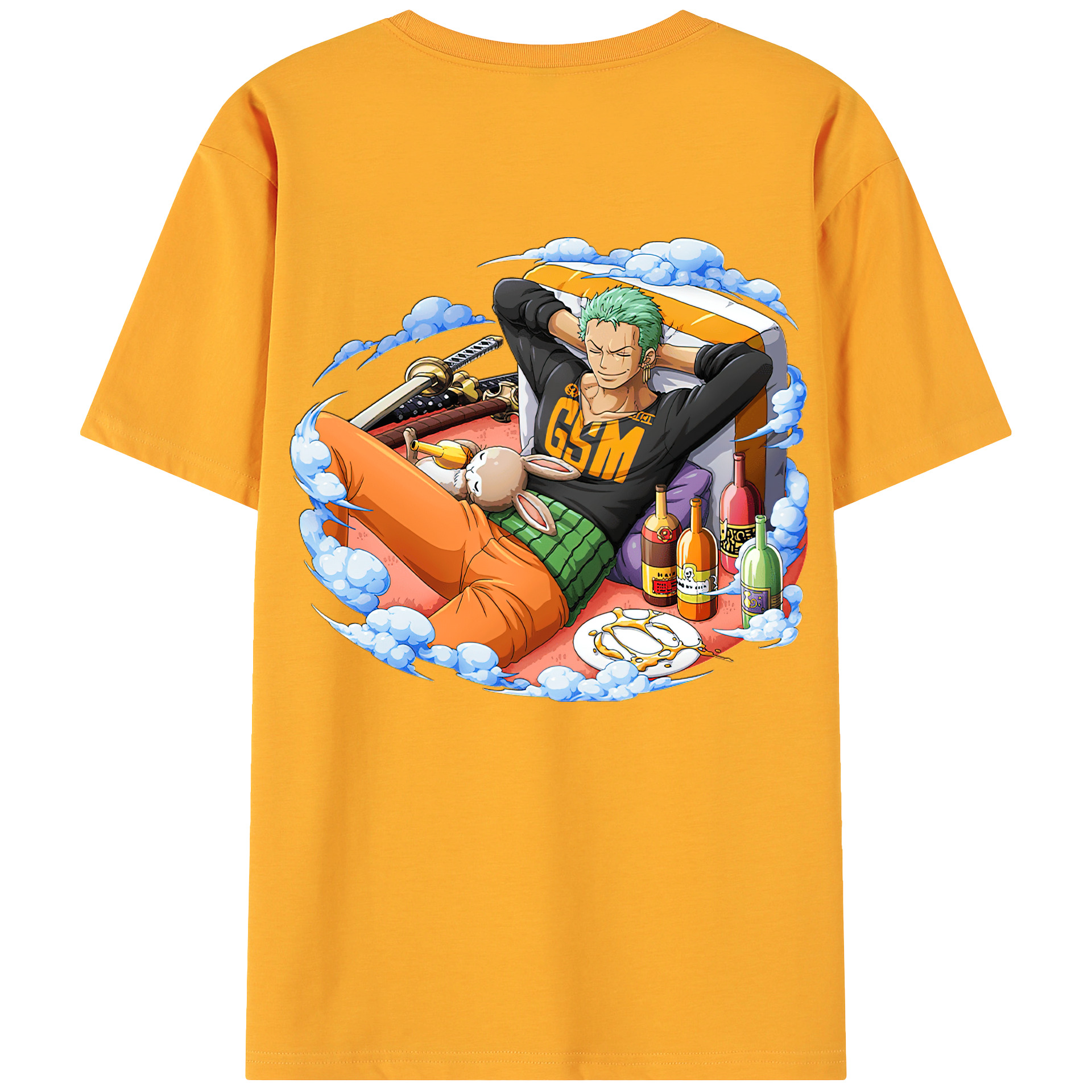 ワンピース ロロノア・ゾロ ONE PIECE Roronoa Zoro 綿100％ メンズ半袖Tシャツ（バックプリント） 通気性