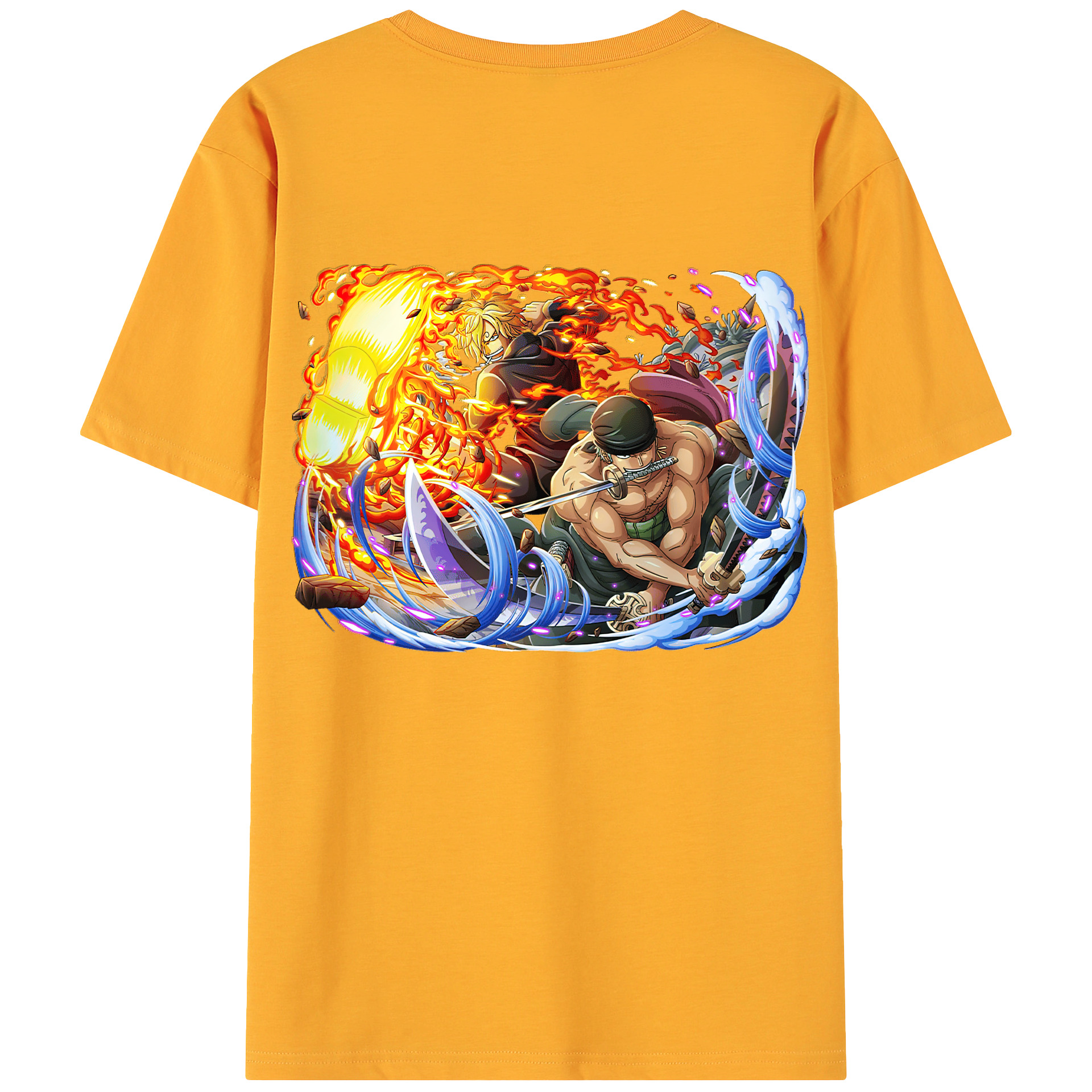 ワンピース ロロノア・ゾロ ONE PIECE Roronoa Zoro 綿100％ メンズ半袖Tシャツ（バックプリント） 通気性