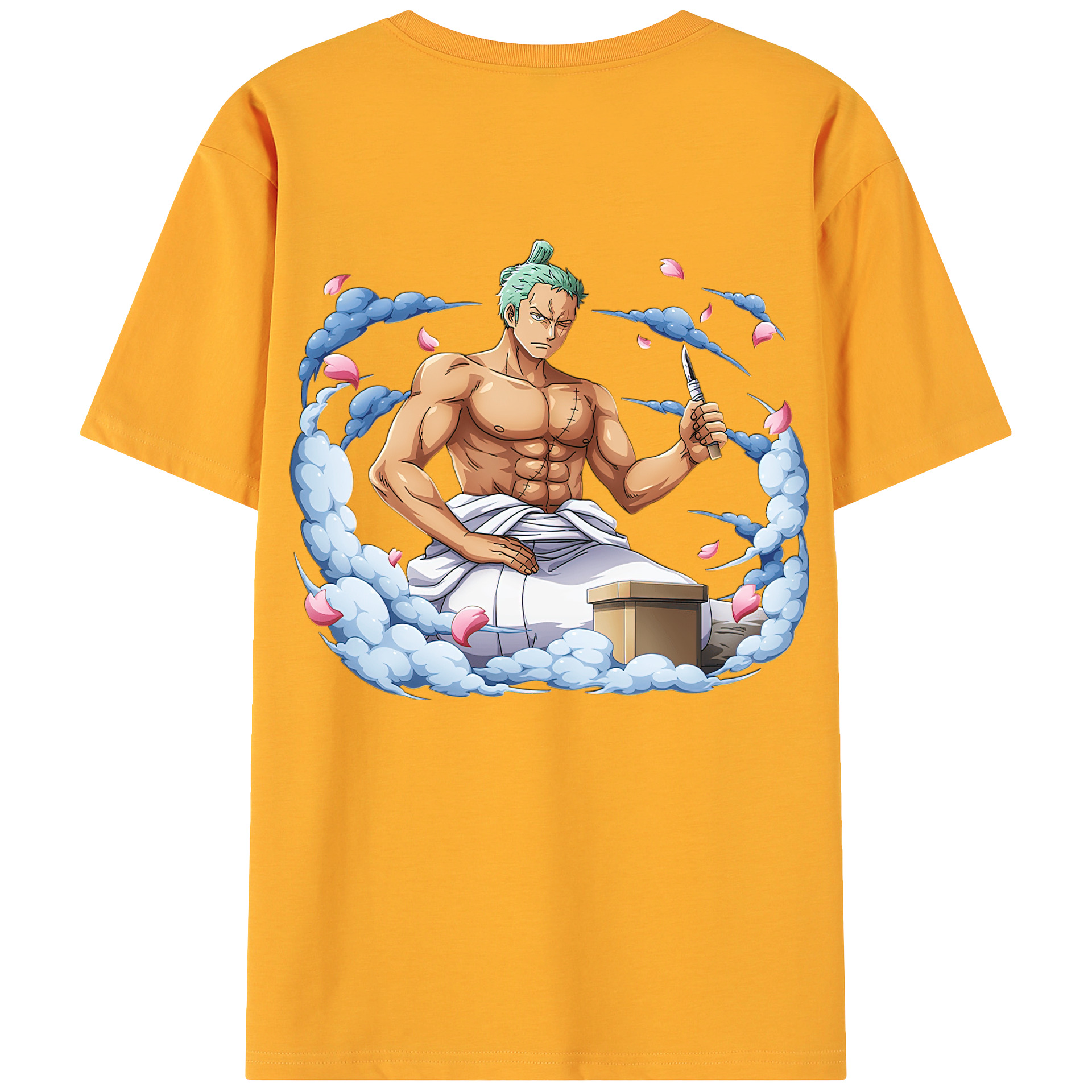 ワンピース ロロノア・ゾロ ONE PIECE Roronoa Zoro 綿100％ メンズ半袖Tシャツ（バックプリント） 通気性