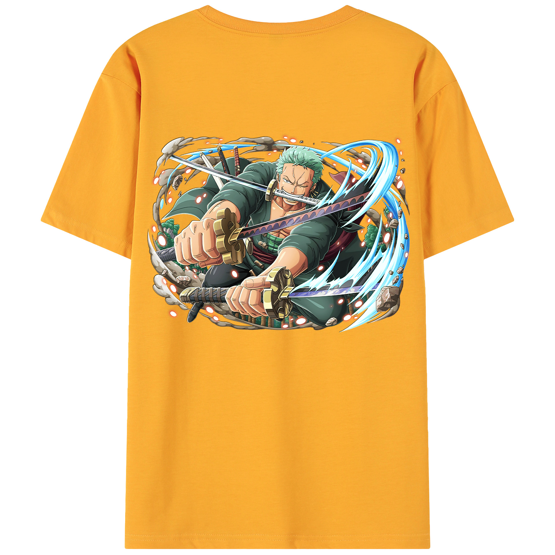 ワンピース ロロノア・ゾロ ONE PIECE Roronoa Zoro 綿100％ メンズ半袖Tシャツ（バックプリント） 通気性