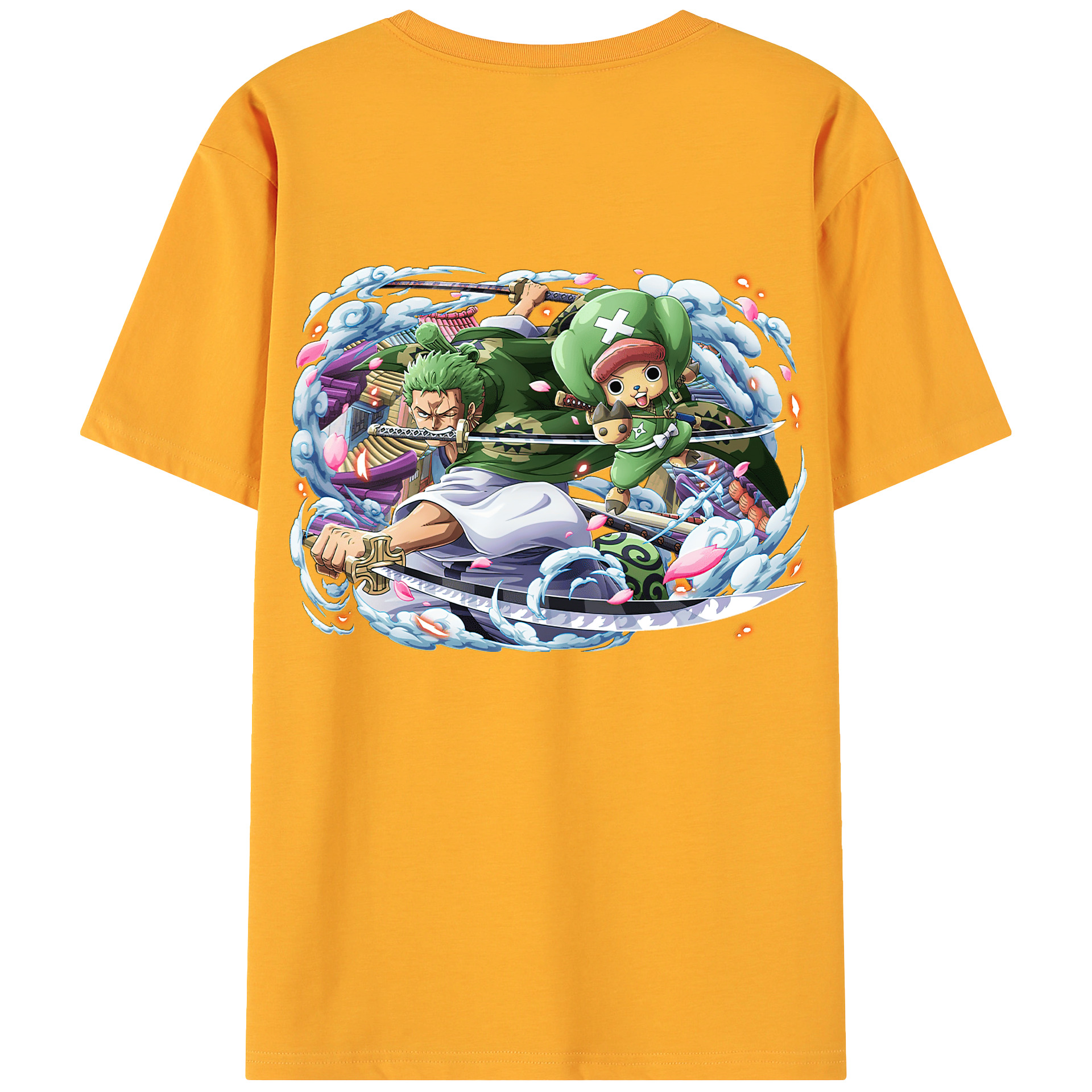 ワンピース ロロノア・ゾロ ONE PIECE Roronoa Zoro 綿100％ メンズ半袖Tシャツ（バックプリント） 通気性