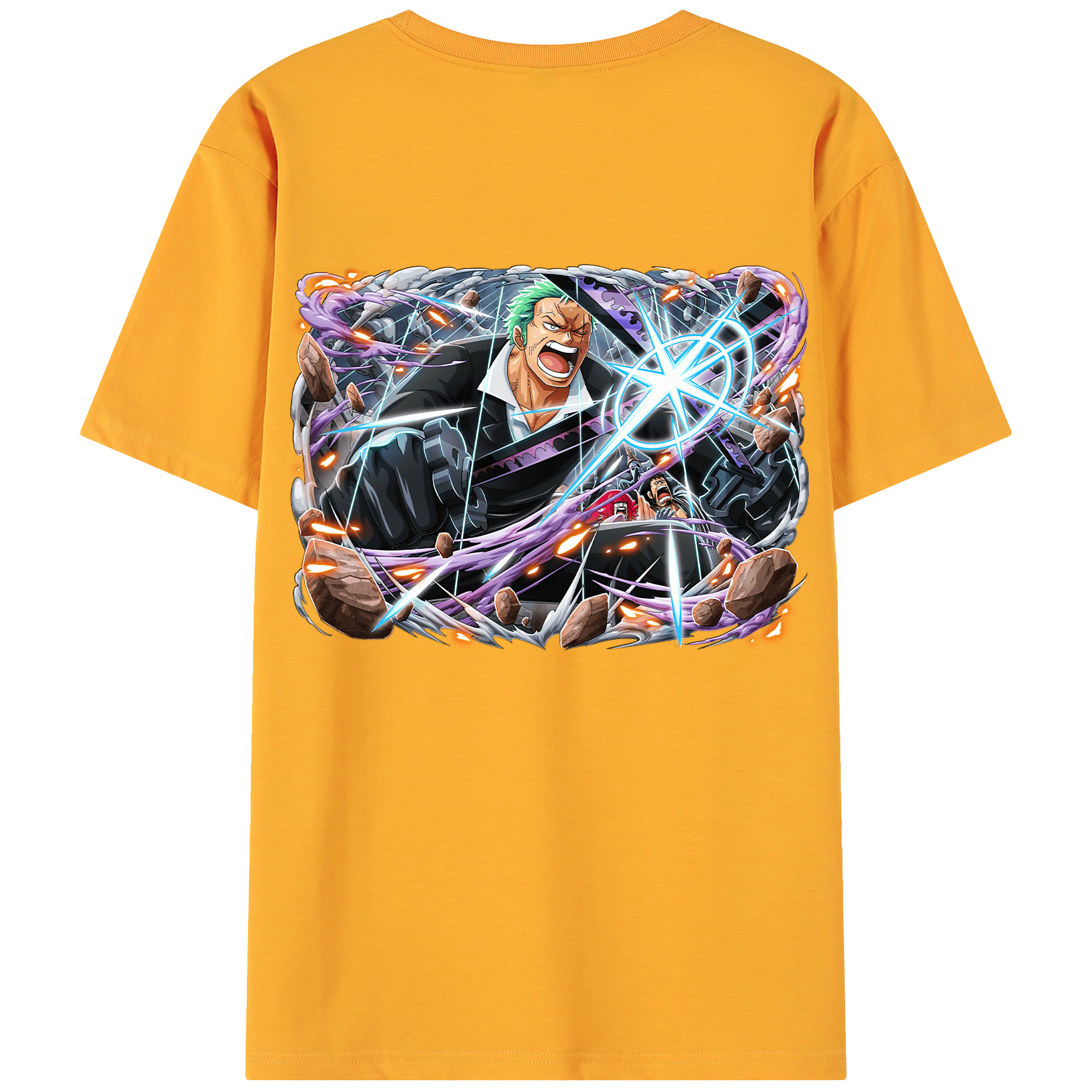 ワンピース ロロノア・ゾロ ONE PIECE Roronoa Zoro 綿100％ メンズ半袖Tシャツ（バックプリント） 通気性