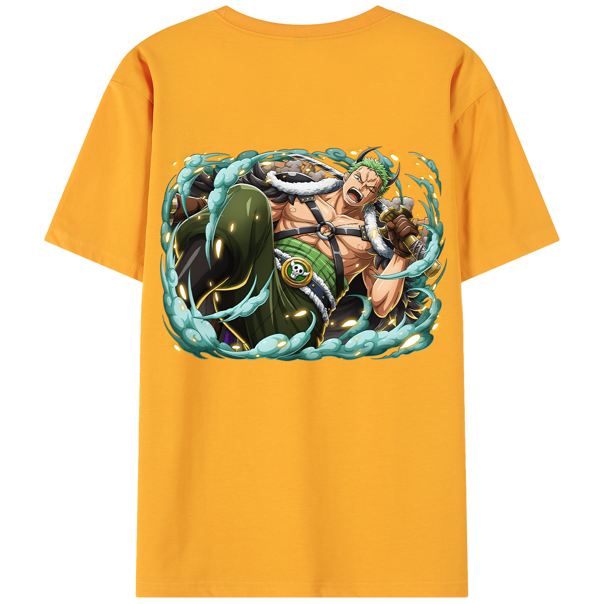 ワンピース ロロノア・ゾロ ONE PIECE Roronoa Zoro 綿100％ メンズ半袖Tシャツ（バックプリント） 通気性