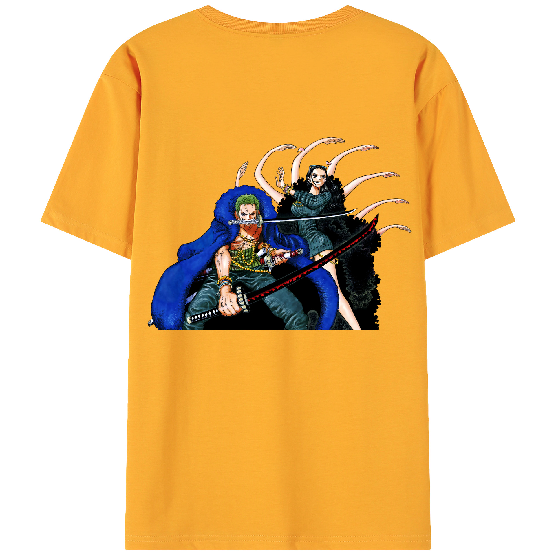 ワンピース ロロノア・ゾロ ONE PIECE Roronoa Zoro 綿100％ メンズ半袖Tシャツ（バックプリント） 通気性