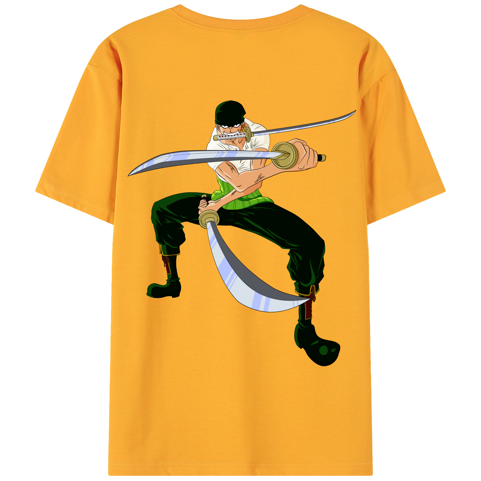 ワンピース ロロノア・ゾロ ONE PIECE Roronoa Zoro 綿100％ メンズ半袖Tシャツ（バックプリント） 通気性