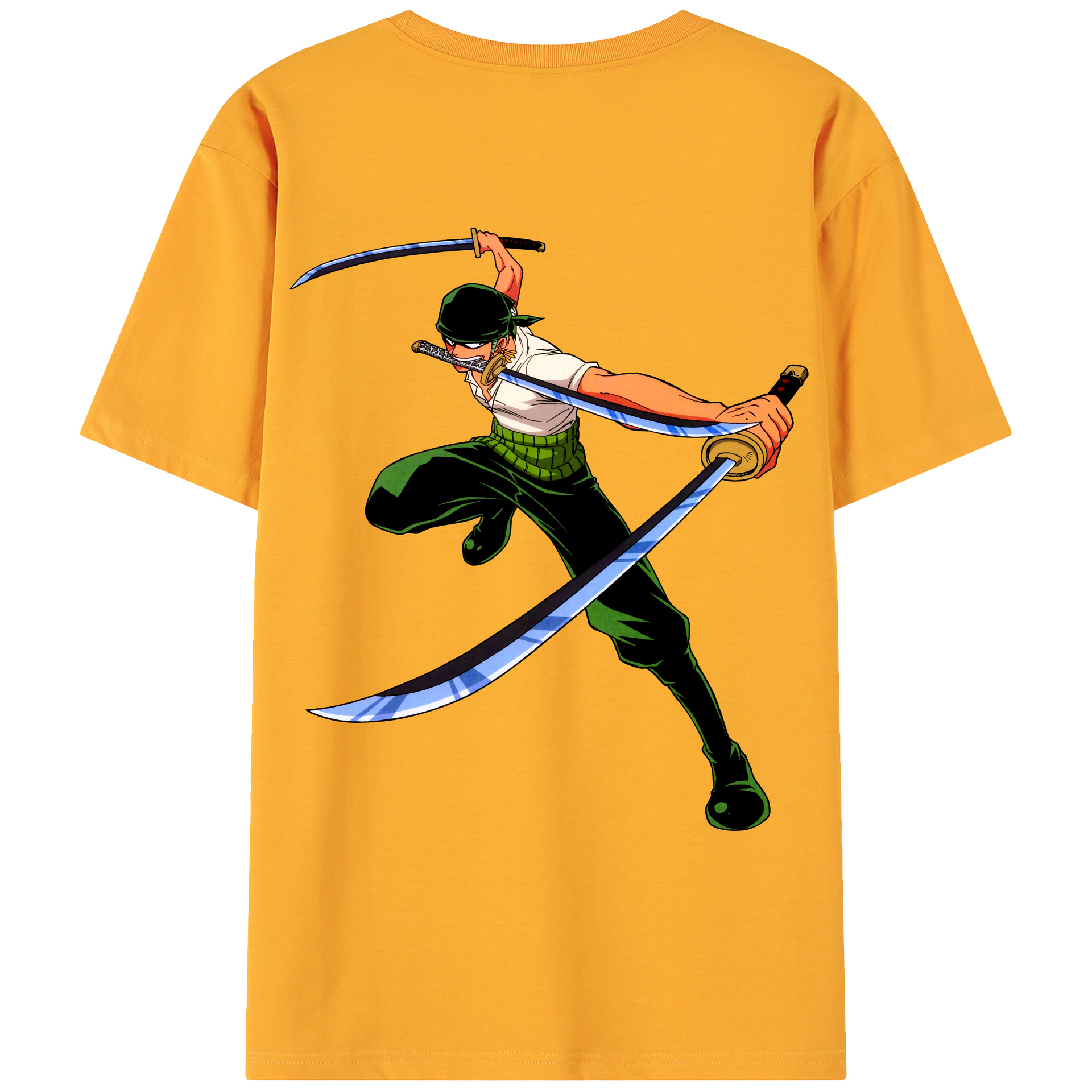 ワンピース ロロノア・ゾロ ONE PIECE Roronoa Zoro 綿100％ メンズ半袖Tシャツ（バックプリント） 通気性
