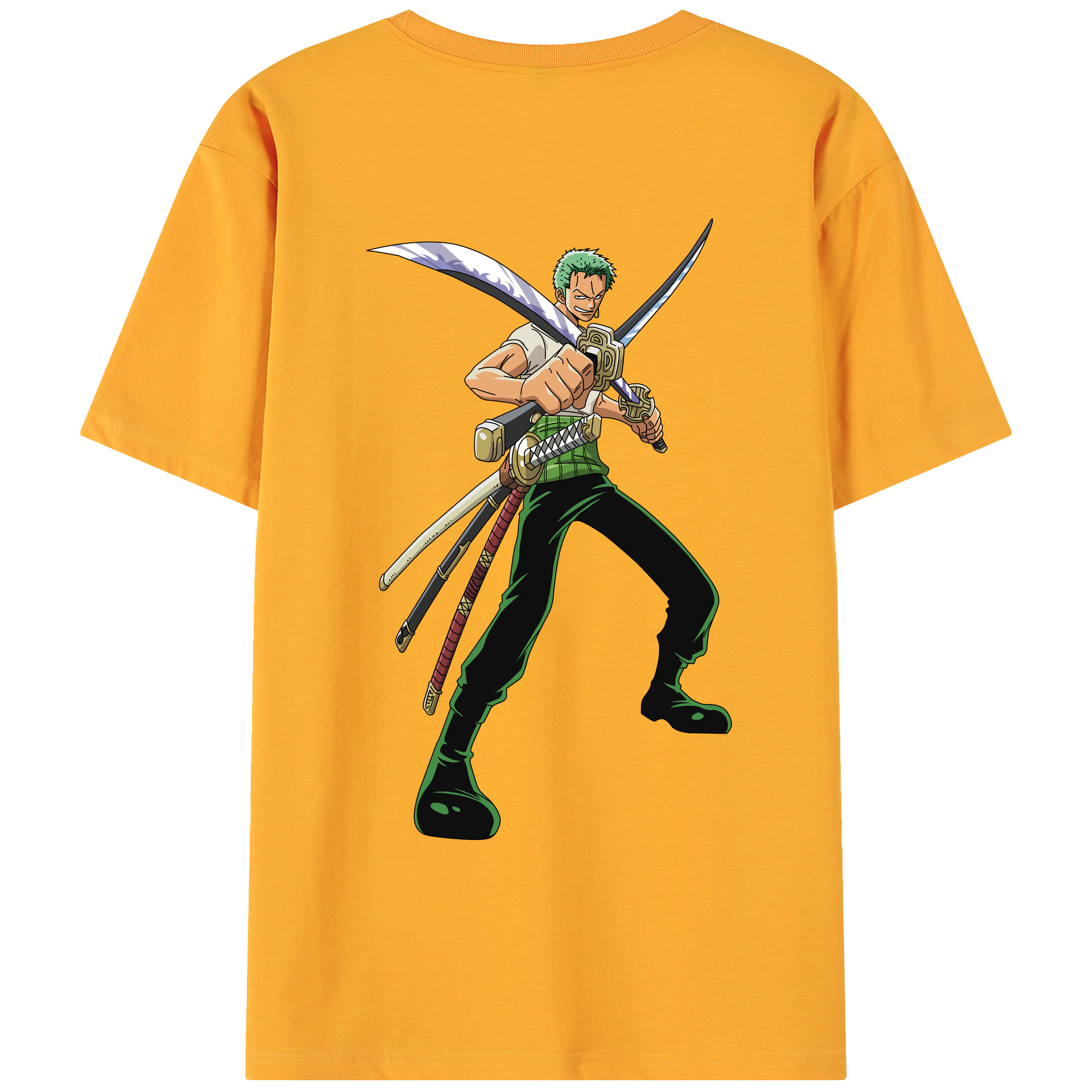 ワンピース ロロノア・ゾロ ONE PIECE Roronoa Zoro 綿100％ メンズ半袖Tシャツ（バックプリント） 通気性