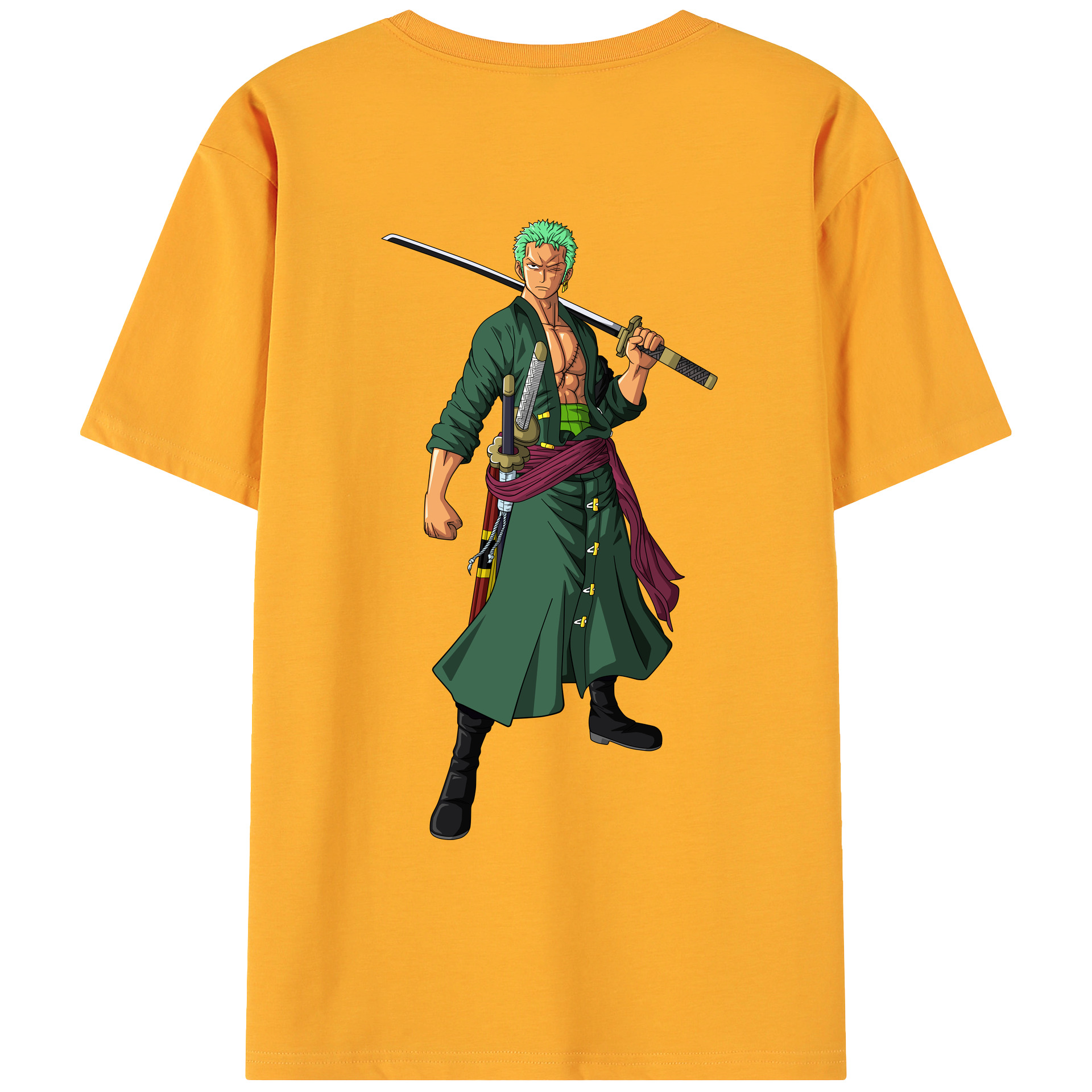 ワンピース ロロノア・ゾロ ONE PIECE Roronoa Zoro 綿100％ メンズ半袖Tシャツ（バックプリント） 通気性