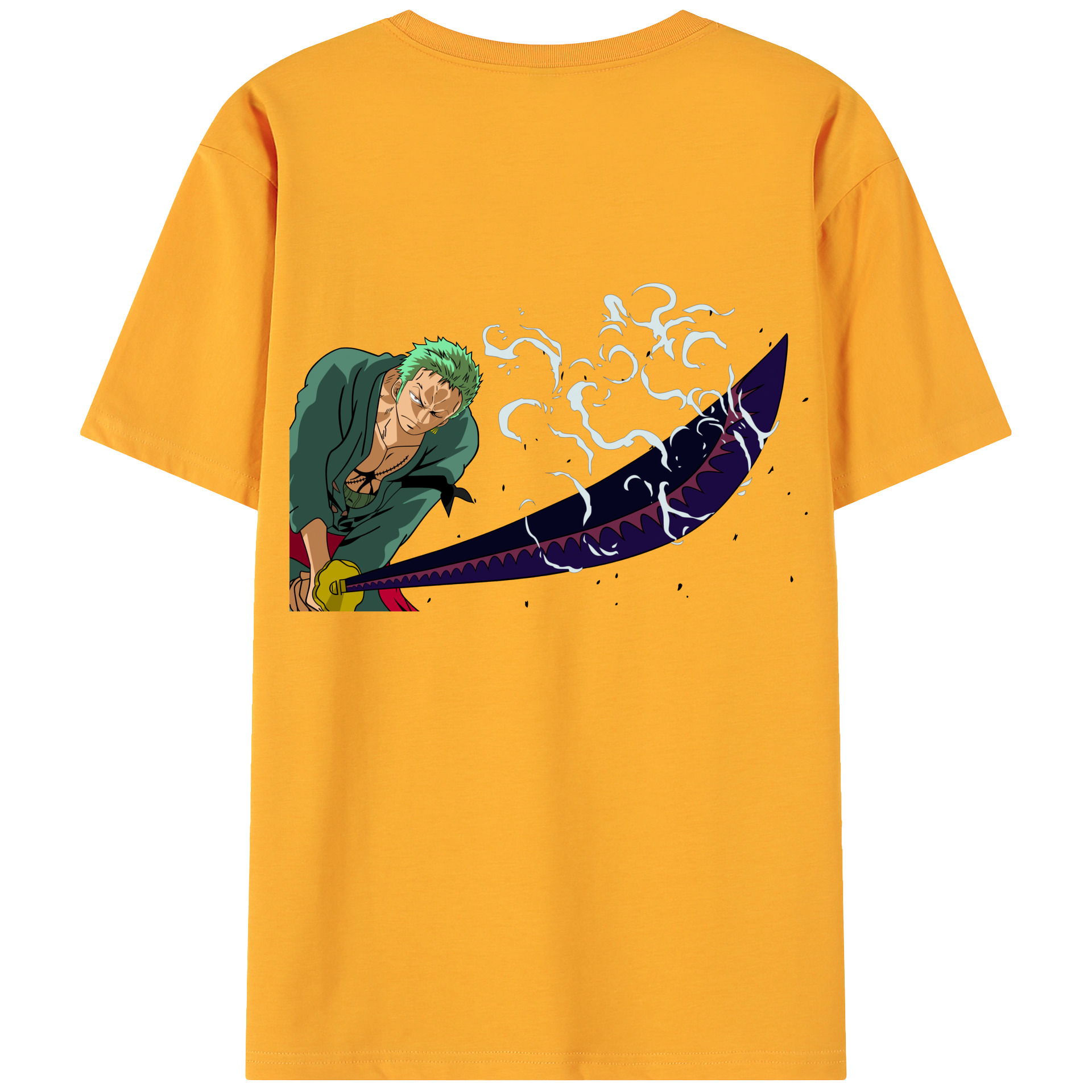 ワンピース ロロノア・ゾロ ONE PIECE Roronoa Zoro 綿100％ メンズ半袖Tシャツ（バックプリント） 通気性