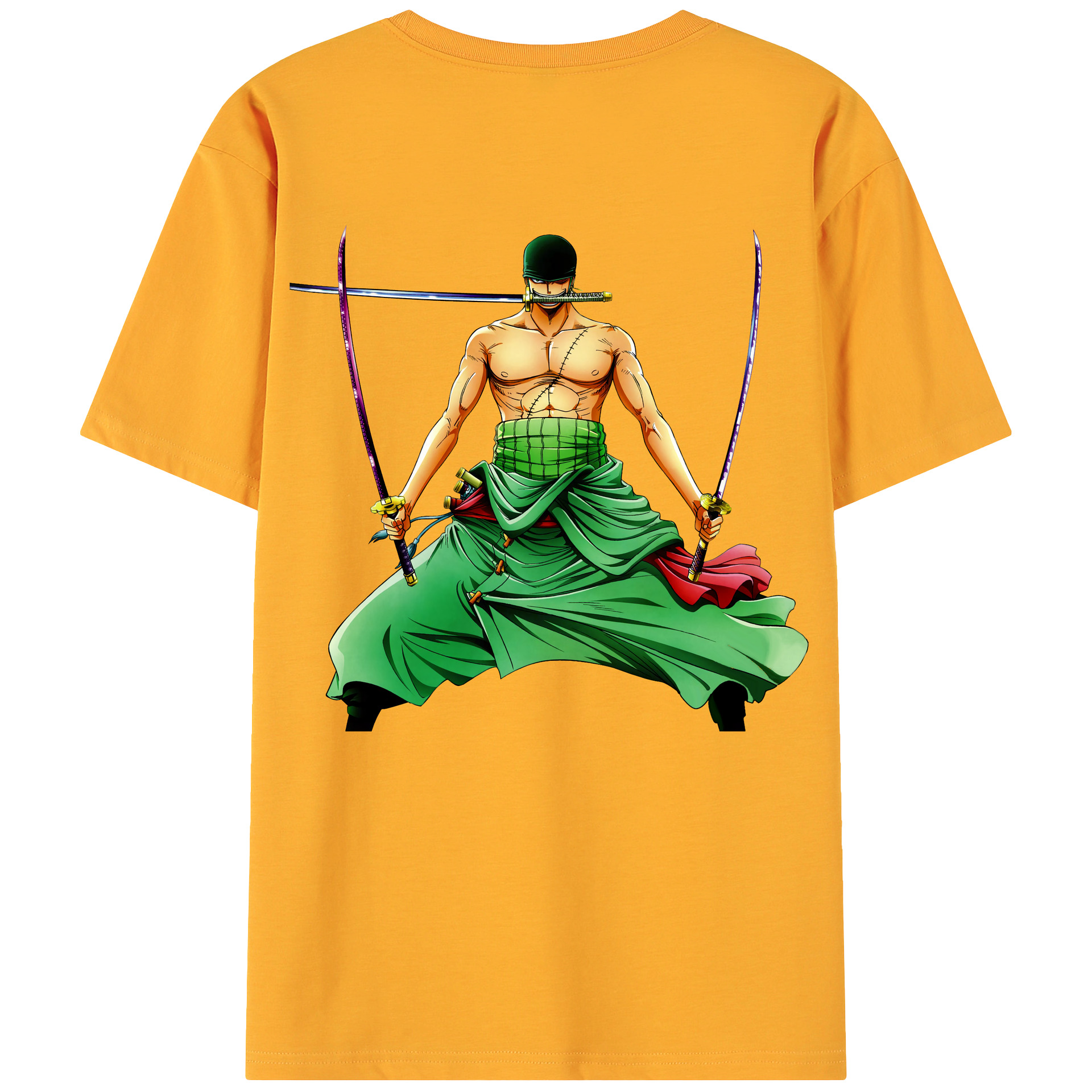 ワンピース ロロノア・ゾロ ONE PIECE Roronoa Zoro 綿100％ メンズ半袖Tシャツ（バックプリント） 通気性
