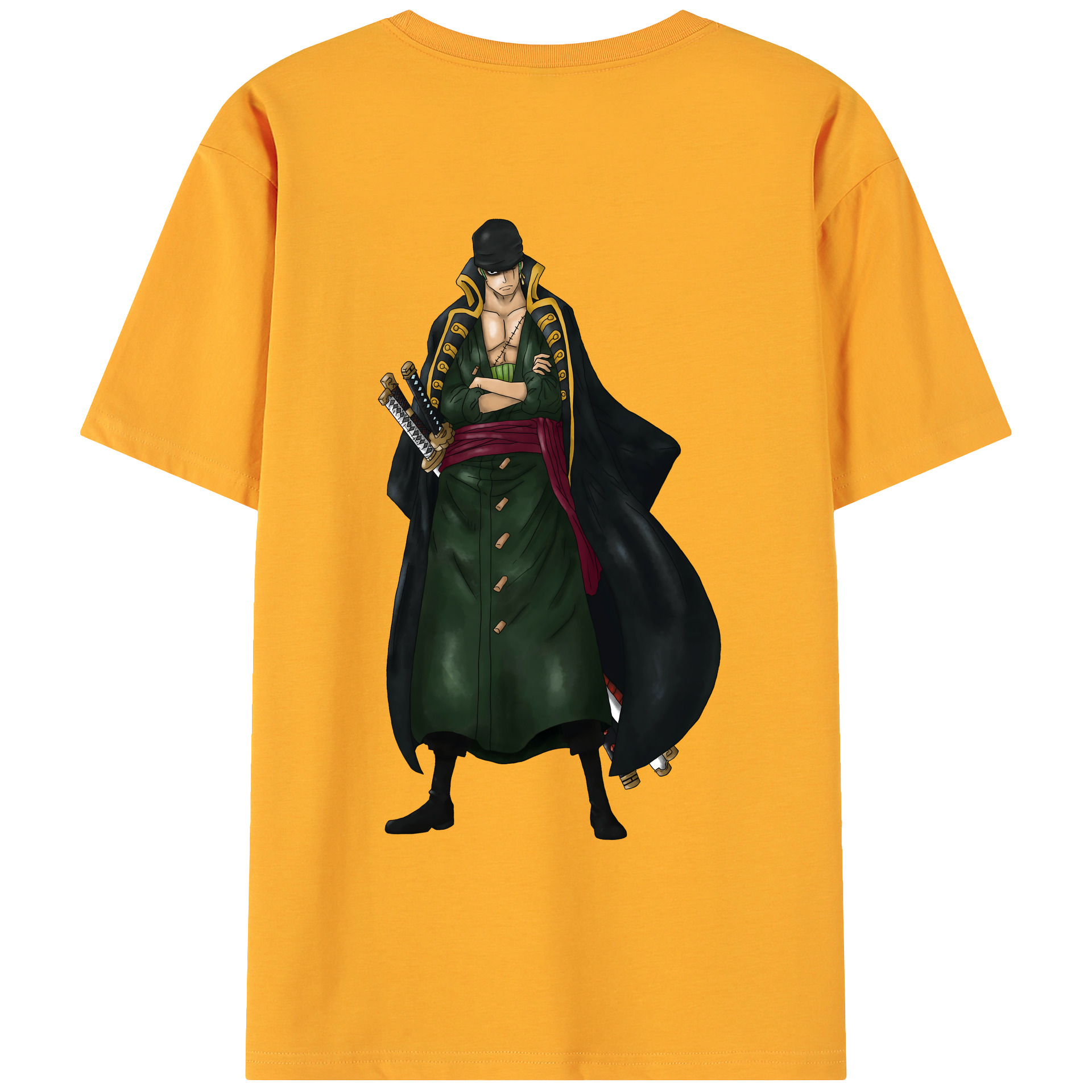 ワンピース ロロノア・ゾロ ONE PIECE Roronoa Zoro 綿100％ メンズ半袖Tシャツ（バックプリント） 通気性