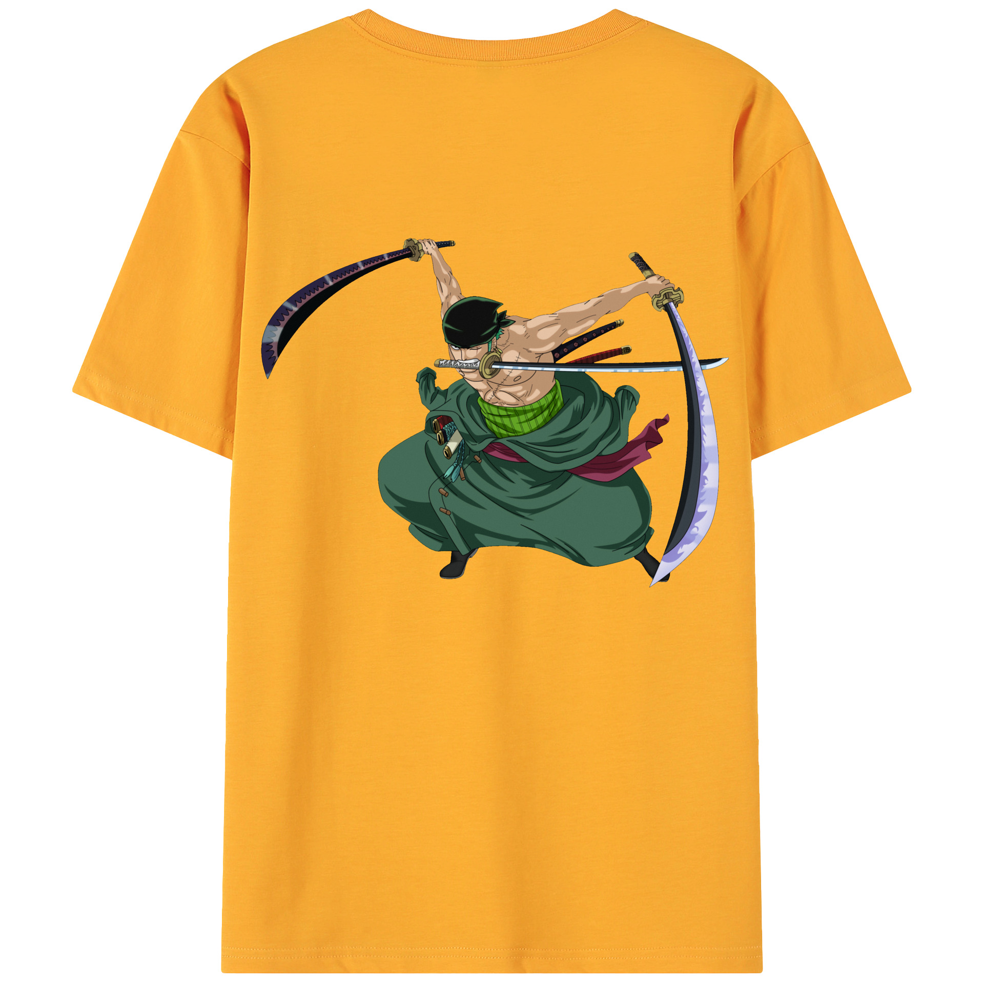 ワンピース ロロノア・ゾロ ONE PIECE Roronoa Zoro 綿100％ メンズ半袖Tシャツ（バックプリント） 通気性