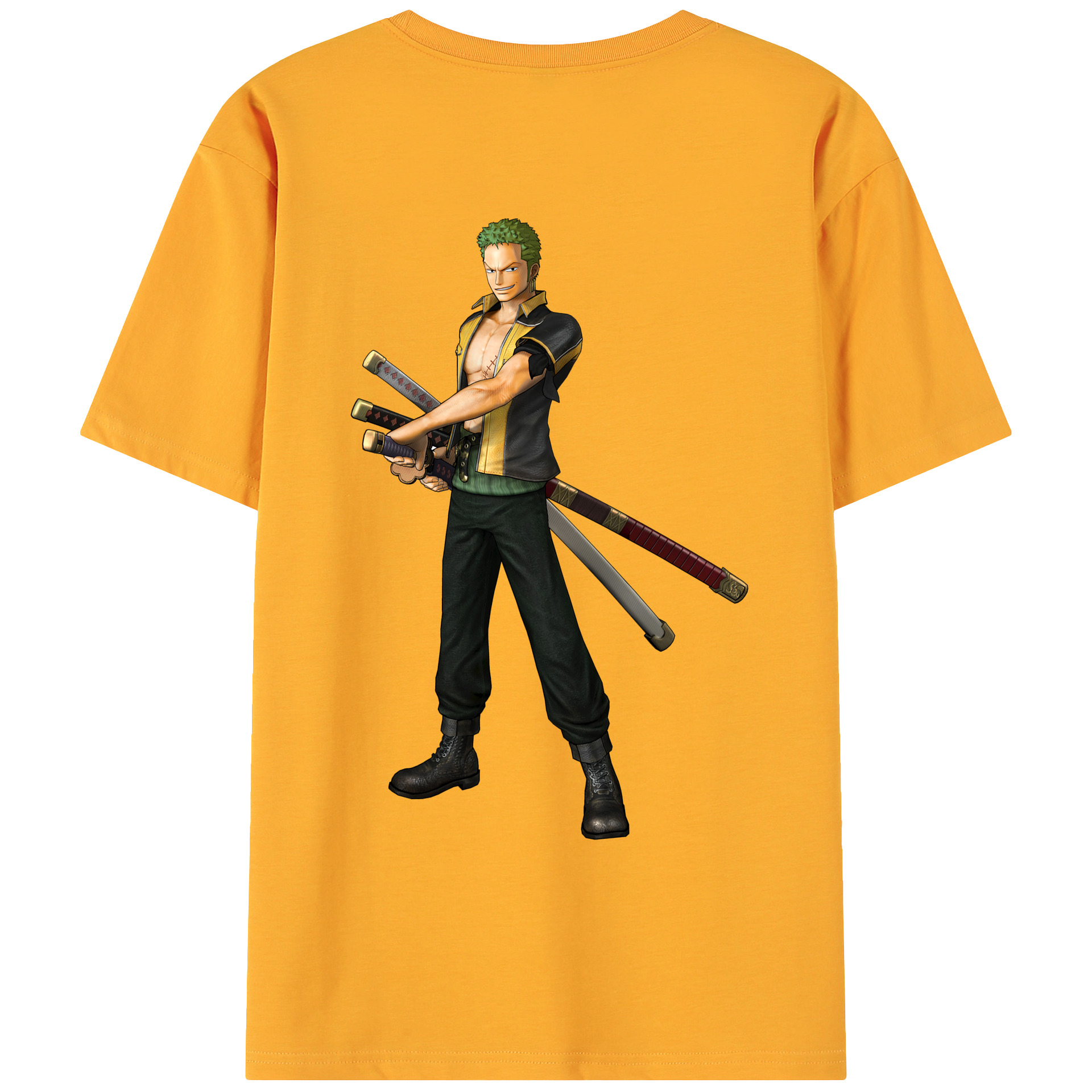 ワンピース ロロノア・ゾロ ONE PIECE Roronoa Zoro 綿100％ メンズ半袖Tシャツ（バックプリント） 通気性