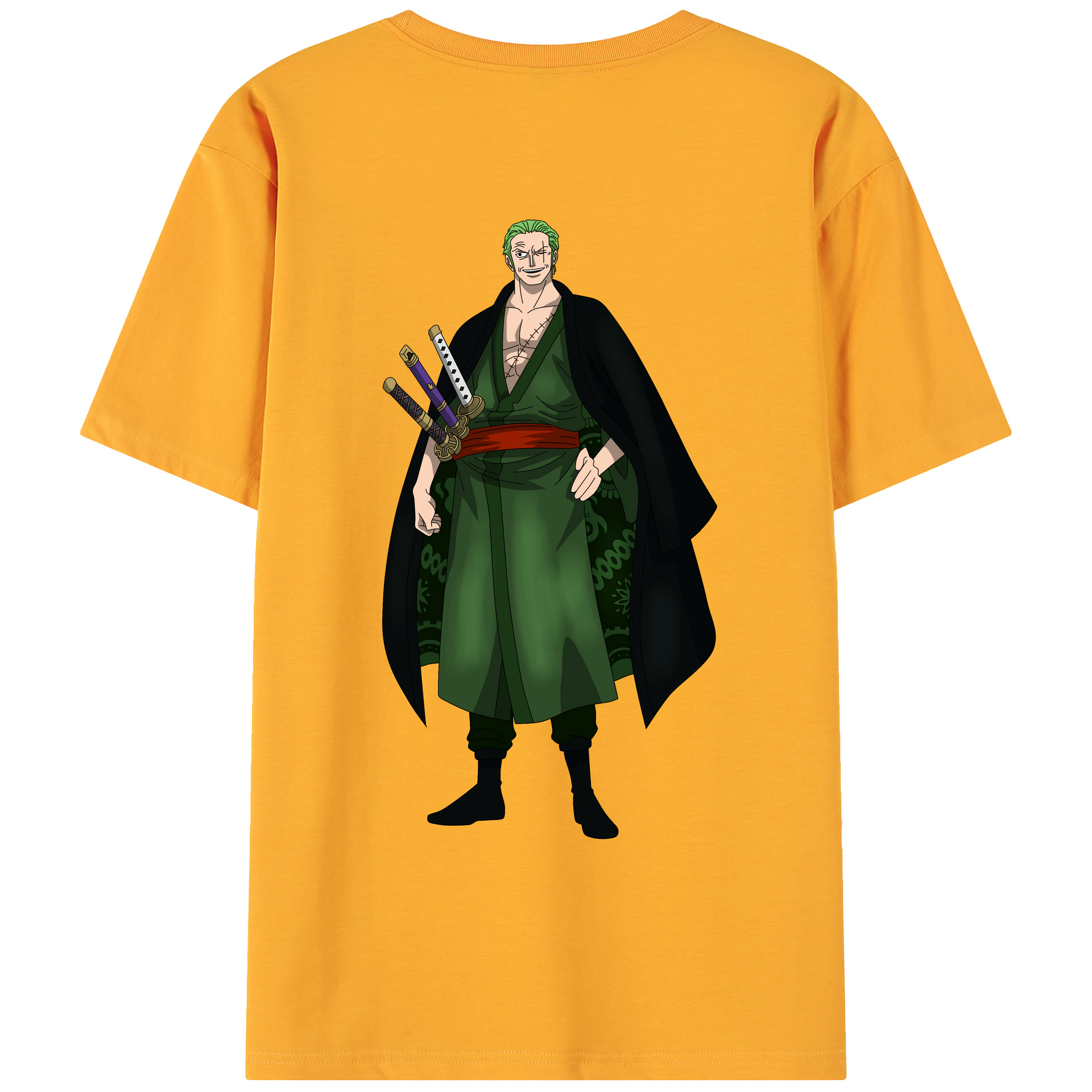 ワンピース ロロノア・ゾロ ONE PIECE Roronoa Zoro 綿100％ メンズ半袖Tシャツ（バックプリント） 通気性