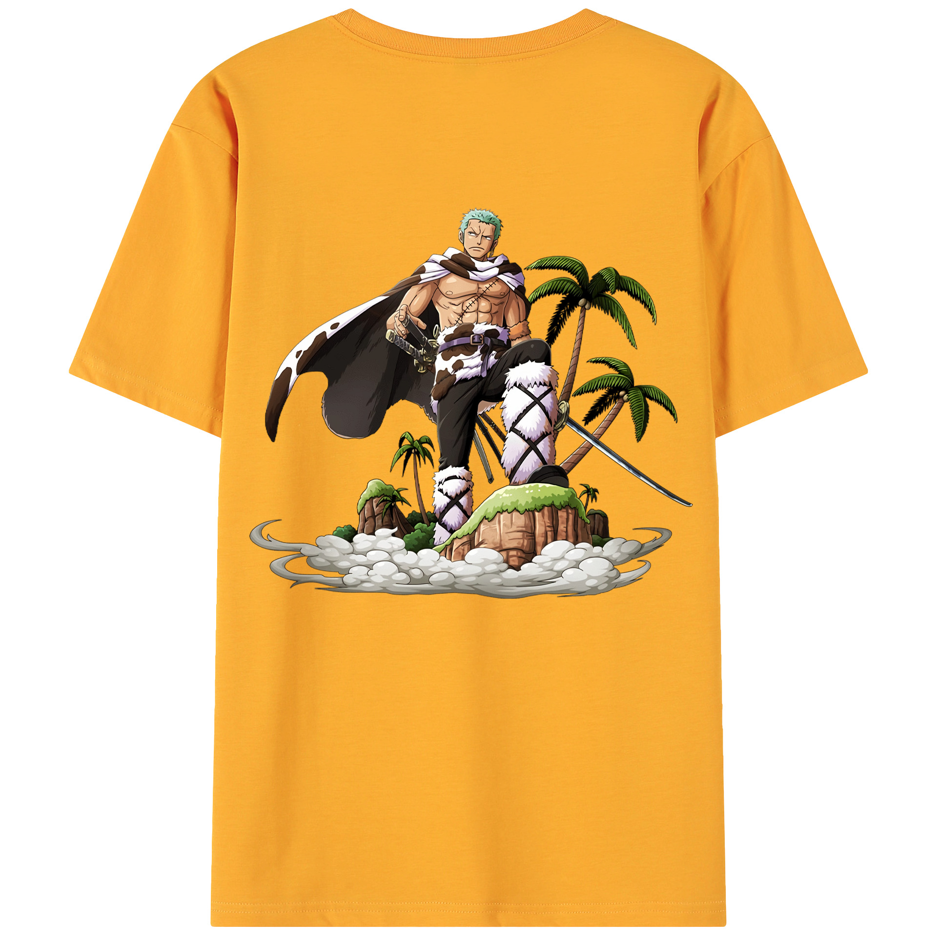 ワンピース ロロノア・ゾロ ONE PIECE Roronoa Zoro 綿100％ メンズ半袖Tシャツ（バックプリント） 通気性