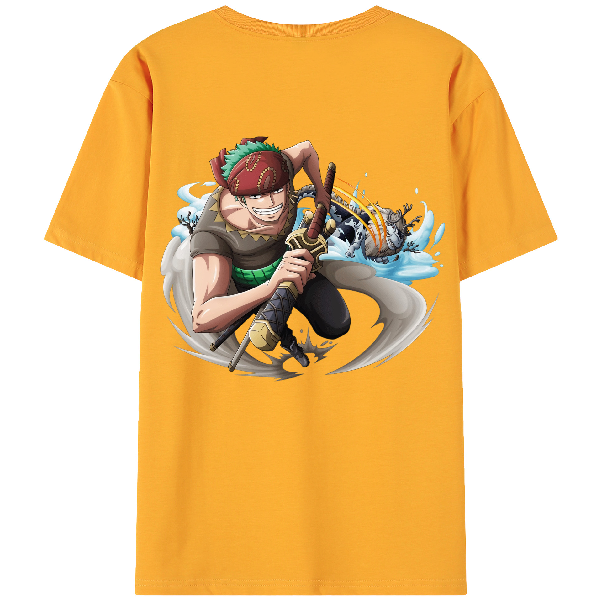 ワンピース ロロノア・ゾロ ONE PIECE Roronoa Zoro 綿100％ メンズ半袖Tシャツ（バックプリント） 通気性