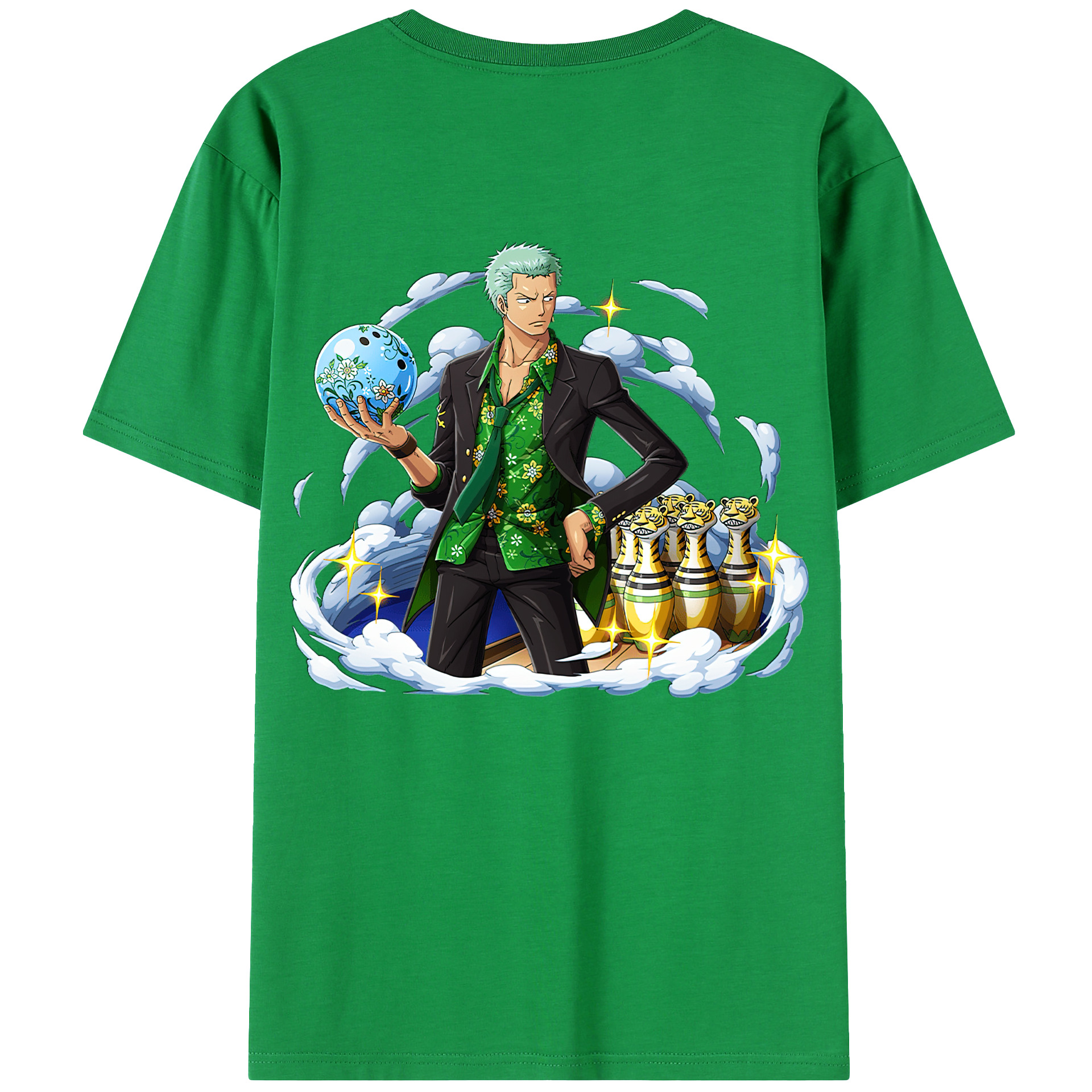 ワンピース ロロノア・ゾロ ONE PIECE Roronoa Zoro 綿100％ メンズ半袖Tシャツ（バックプリント） 通気性