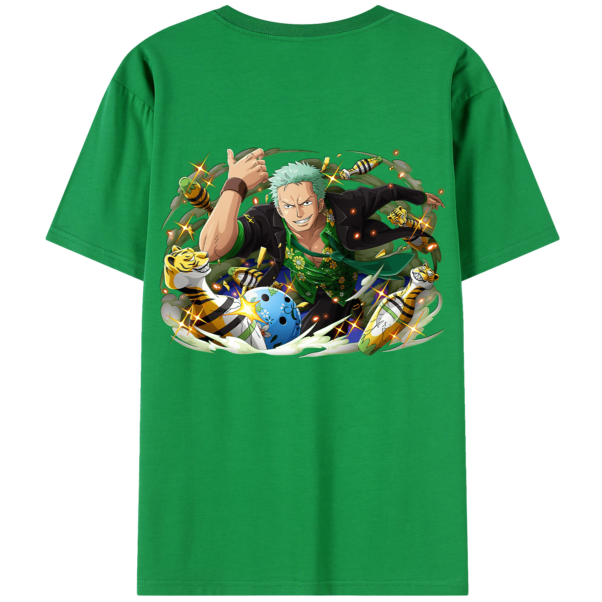 ワンピース ロロノア・ゾロ ONE PIECE Roronoa Zoro 綿100％ メンズ半袖Tシャツ（バックプリント） 通気性