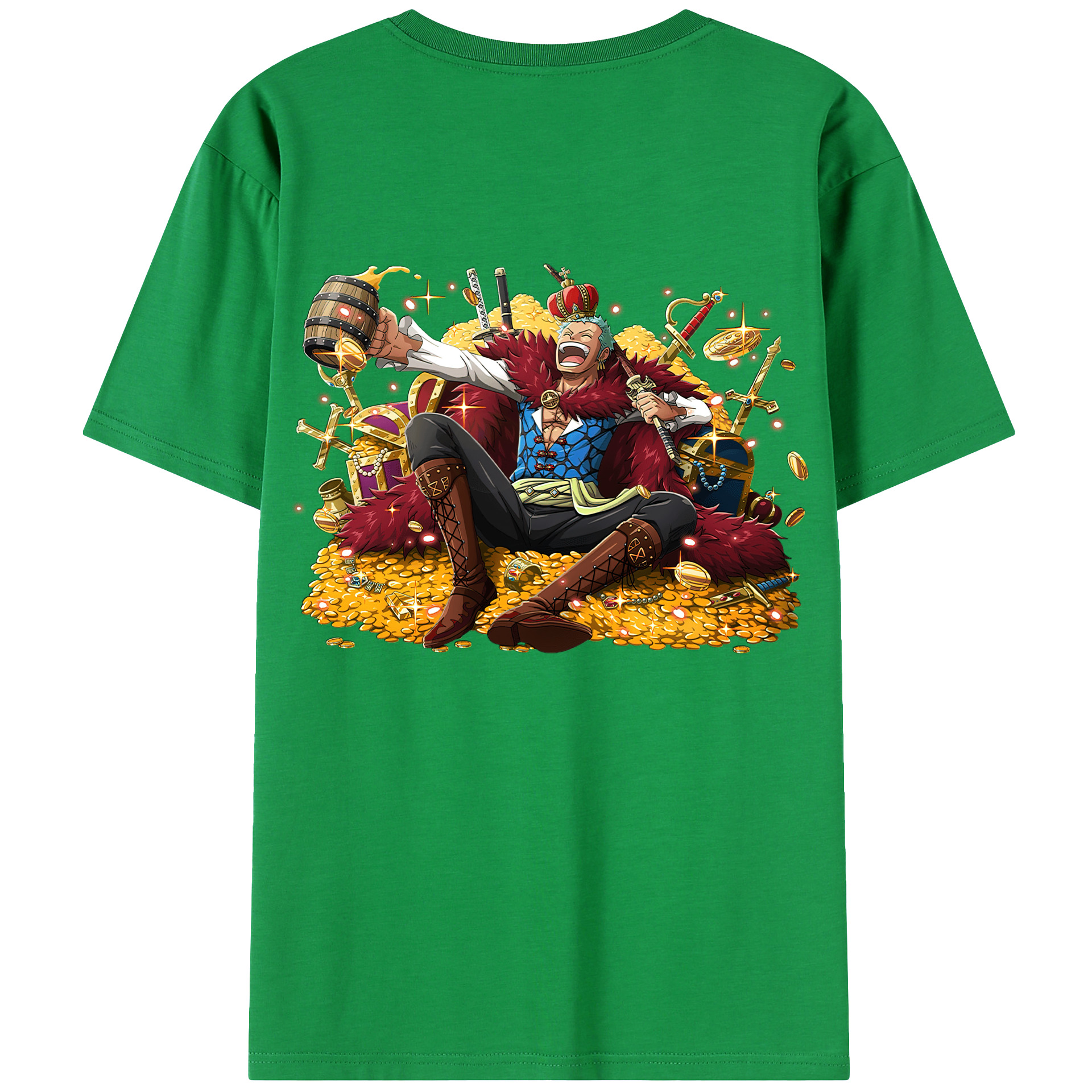 ワンピース ロロノア・ゾロ ONE PIECE Roronoa Zoro 綿100％ メンズ半袖Tシャツ（バックプリント） 通気性