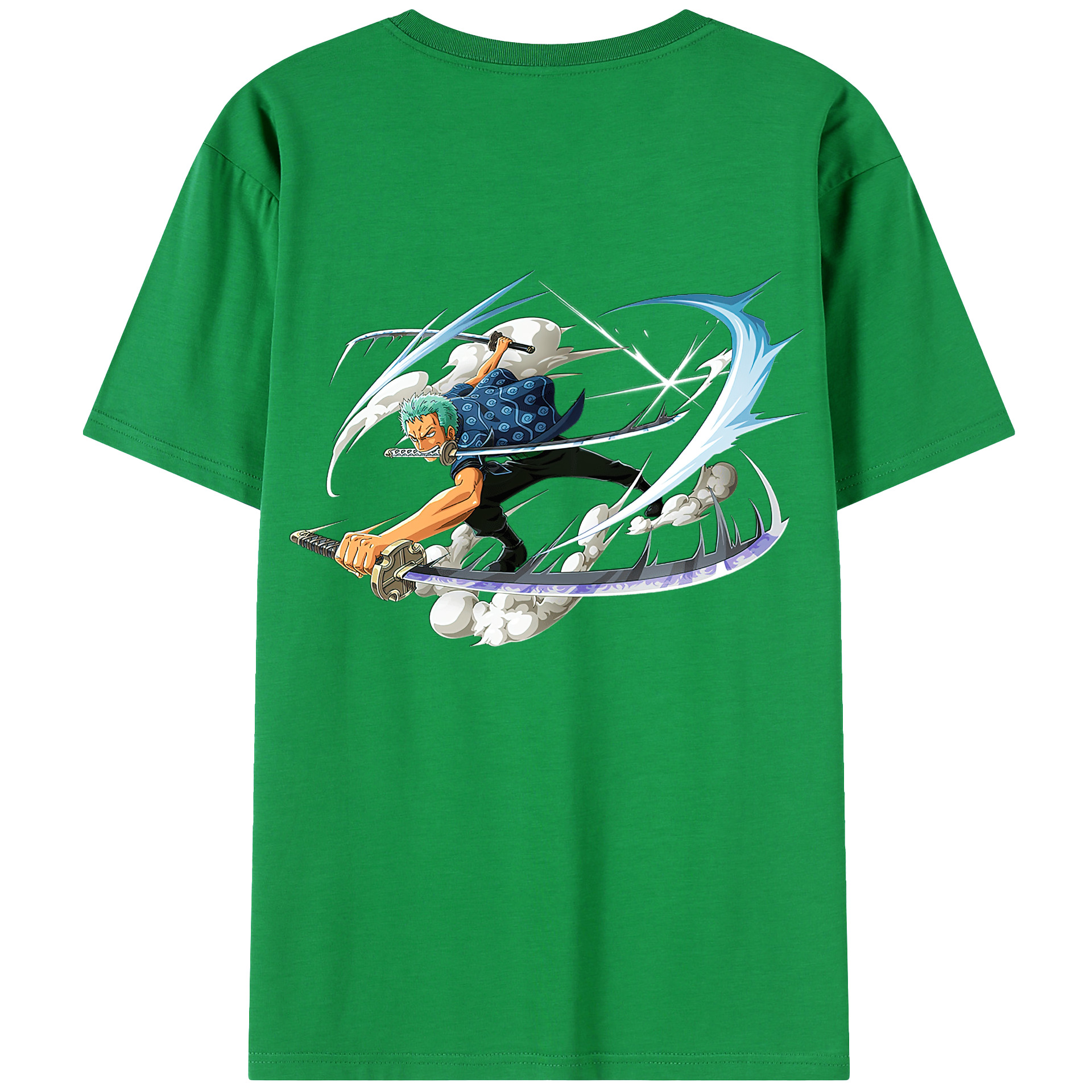 ワンピース ロロノア・ゾロ ONE PIECE Roronoa Zoro 綿100％ メンズ半袖Tシャツ（バックプリント） 通気性