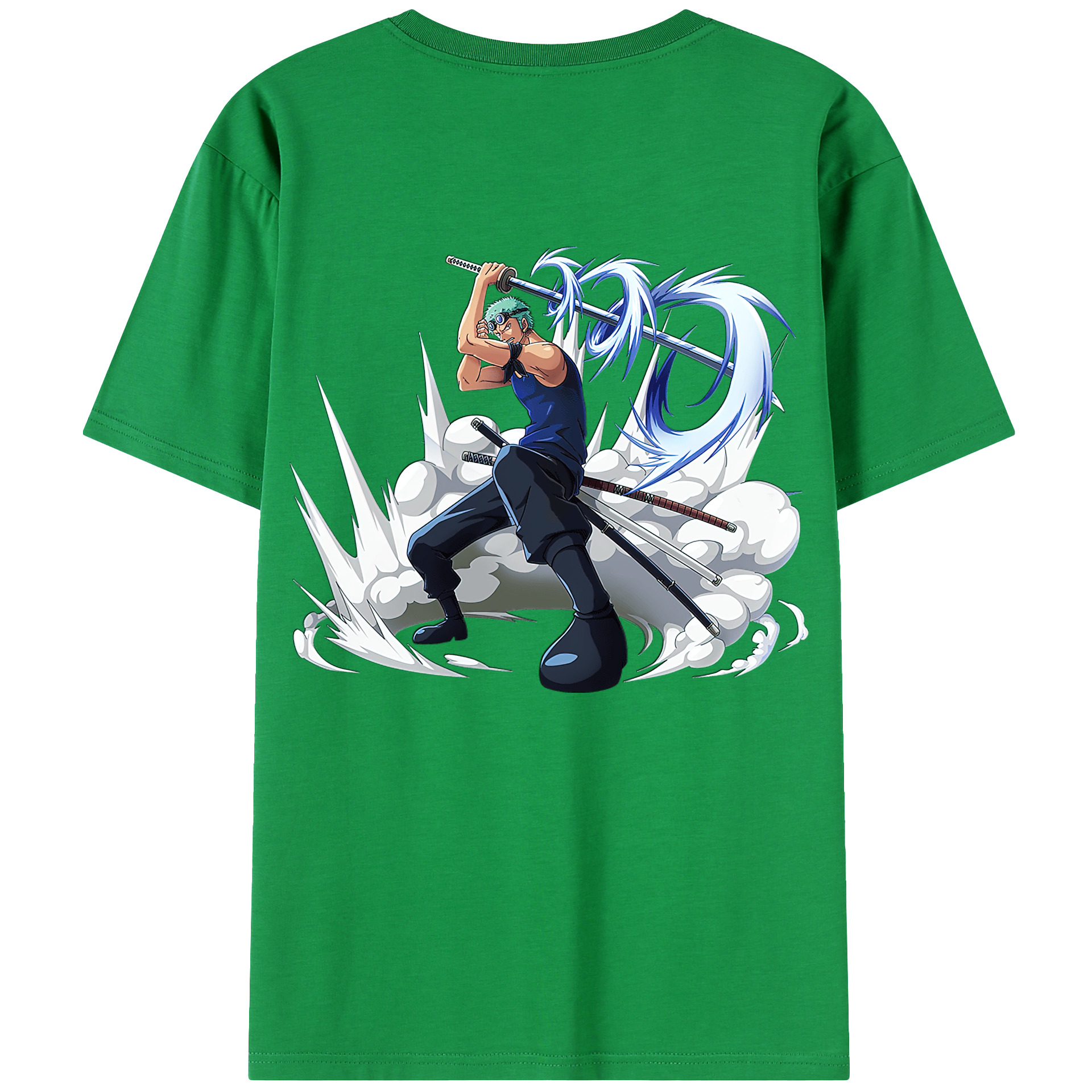 ワンピース ロロノア・ゾロ ONE PIECE Roronoa Zoro 綿100％ メンズ半袖Tシャツ（バックプリント） 通気性
