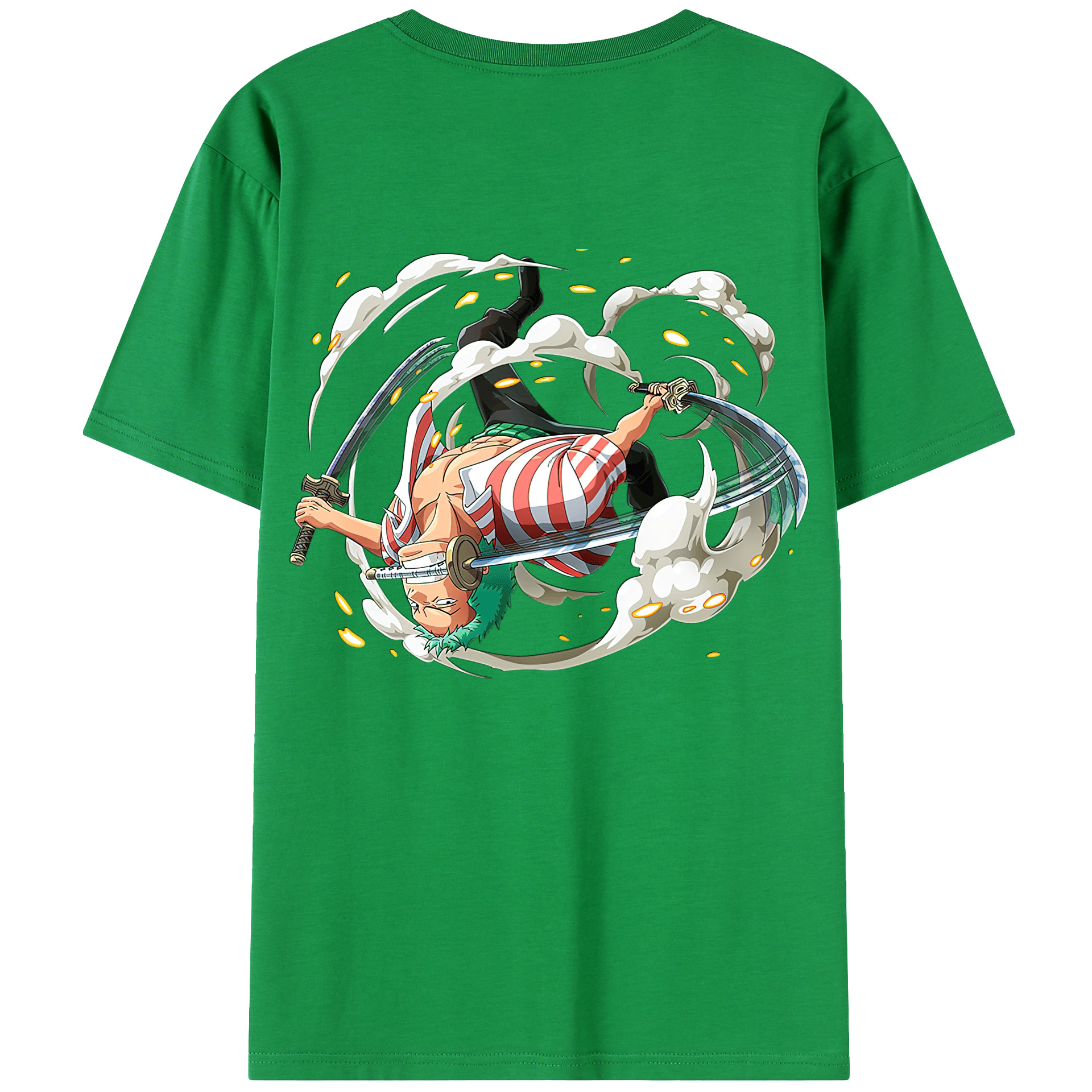 ワンピース ロロノア・ゾロ ONE PIECE Roronoa Zoro 綿100％ メンズ半袖Tシャツ（バックプリント） 通気性
