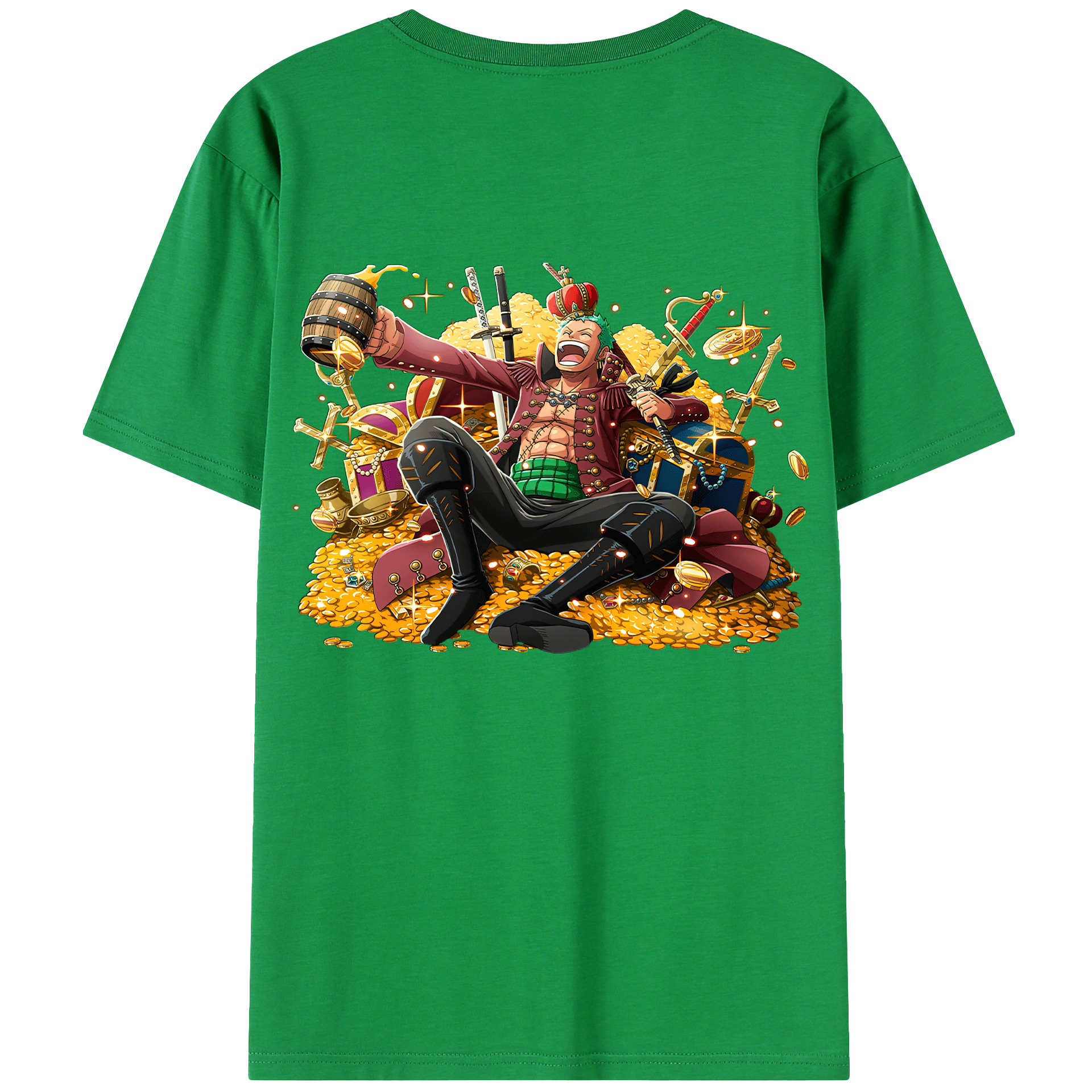 ワンピース ロロノア・ゾロ ONE PIECE Roronoa Zoro 綿100％ メンズ半袖Tシャツ（バックプリント） 通気性