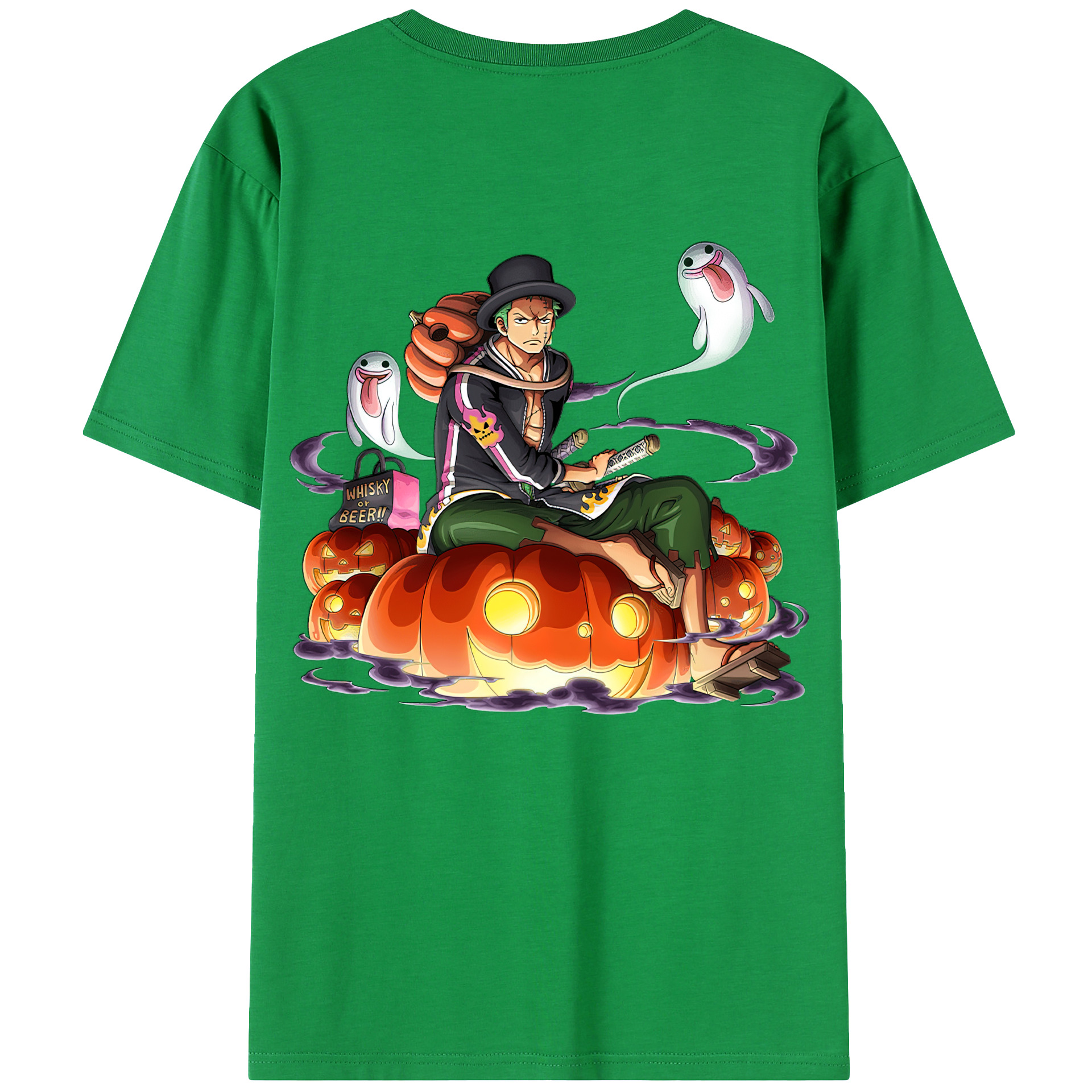 ワンピース ロロノア・ゾロ ONE PIECE Roronoa Zoro 綿100％ メンズ半袖Tシャツ（バックプリント） 通気性