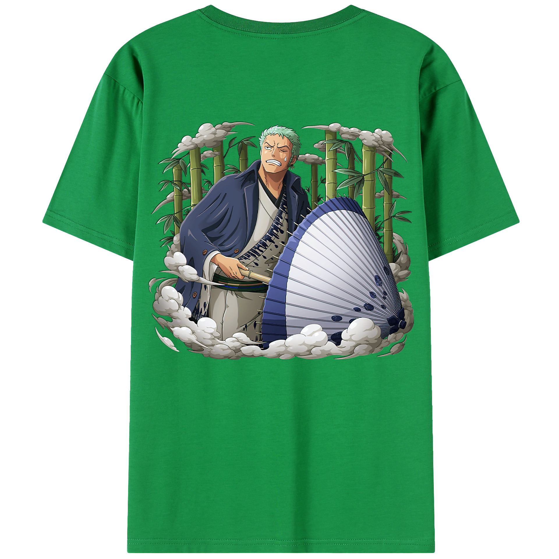 ワンピース ロロノア・ゾロ ONE PIECE Roronoa Zoro 綿100％ メンズ半袖Tシャツ（バックプリント） 通気性