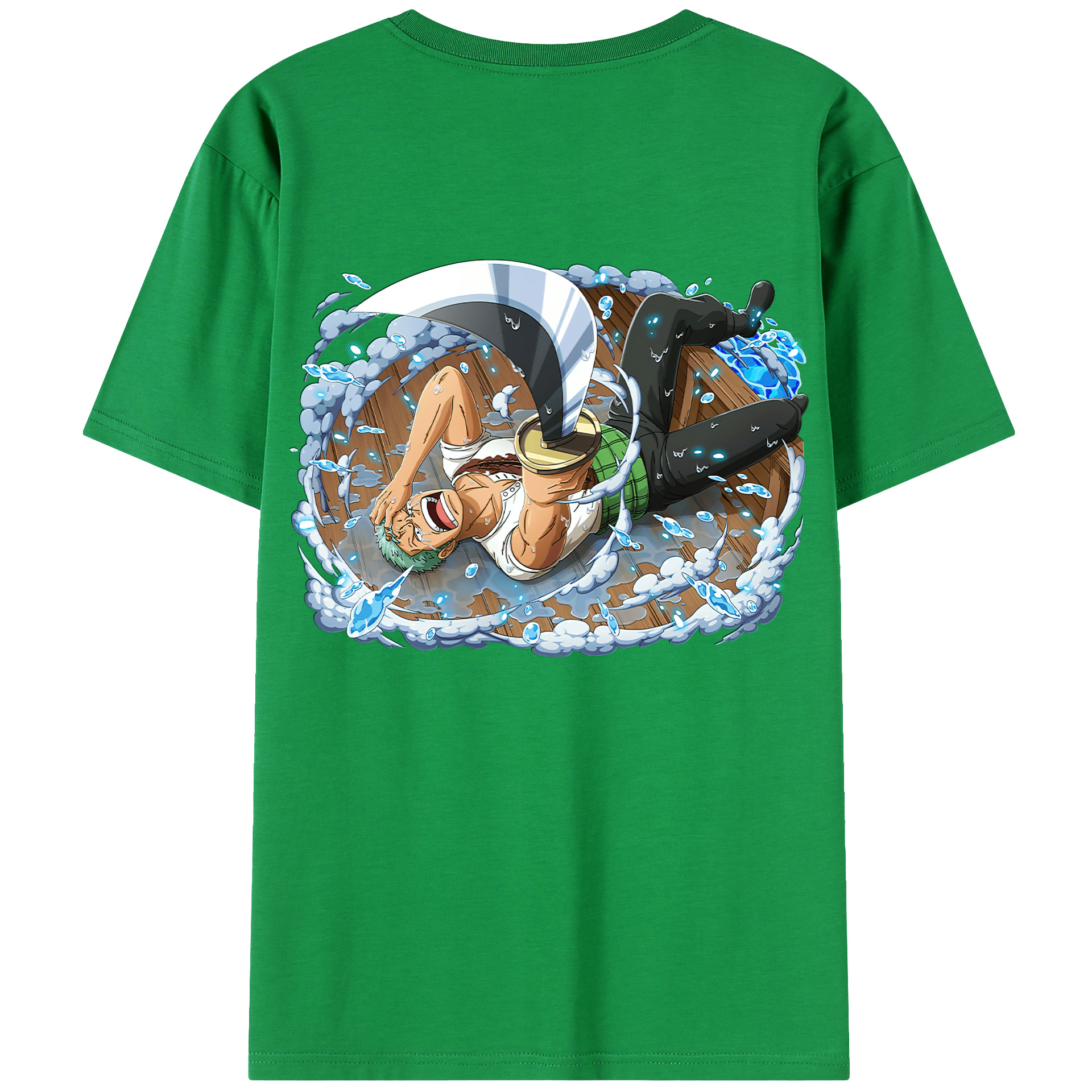 ワンピース ロロノア・ゾロ ONE PIECE Roronoa Zoro 綿100％ メンズ半袖Tシャツ（バックプリント） 通気性