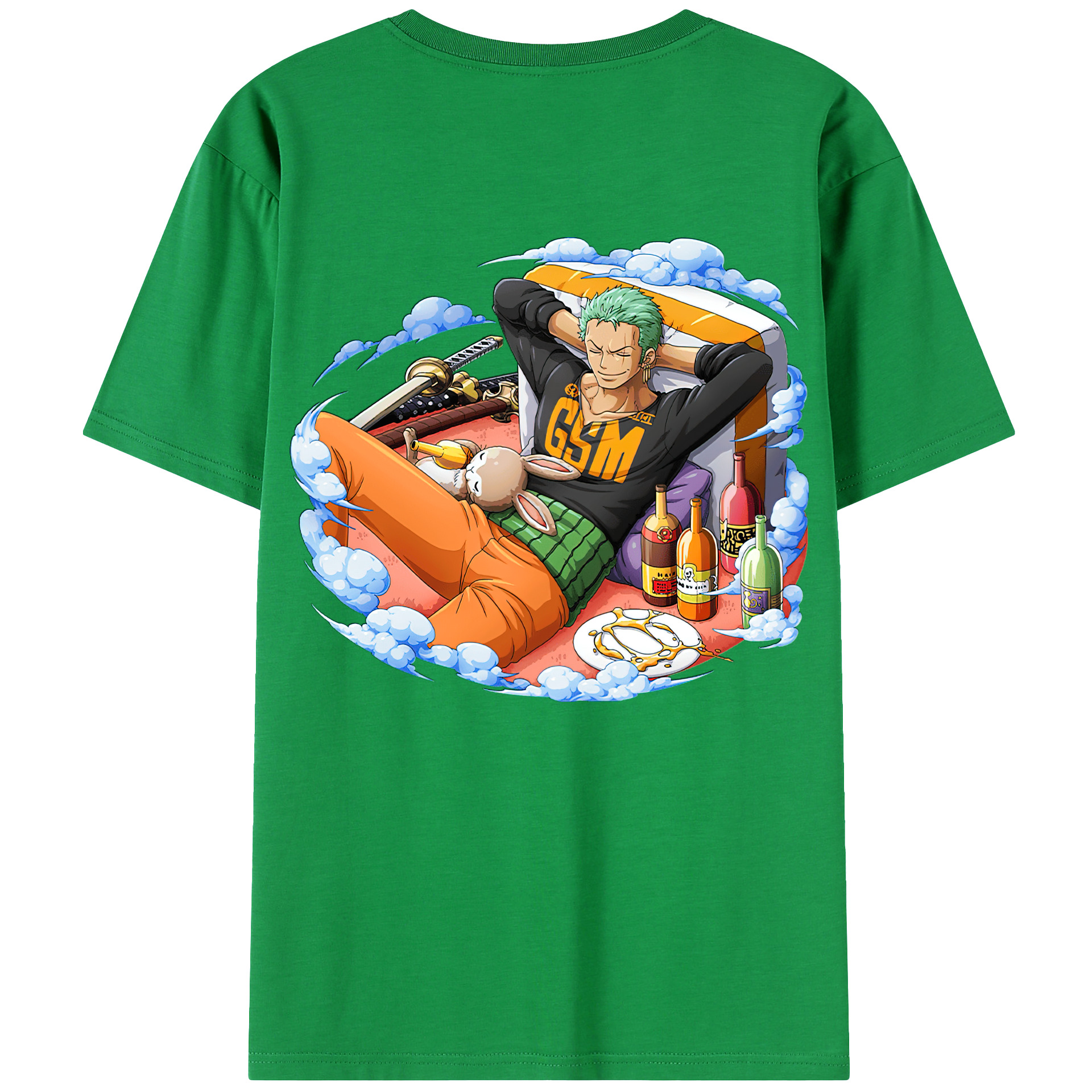 ワンピース ロロノア・ゾロ ONE PIECE Roronoa Zoro 綿100％ メンズ半袖Tシャツ（バックプリント） 通気性