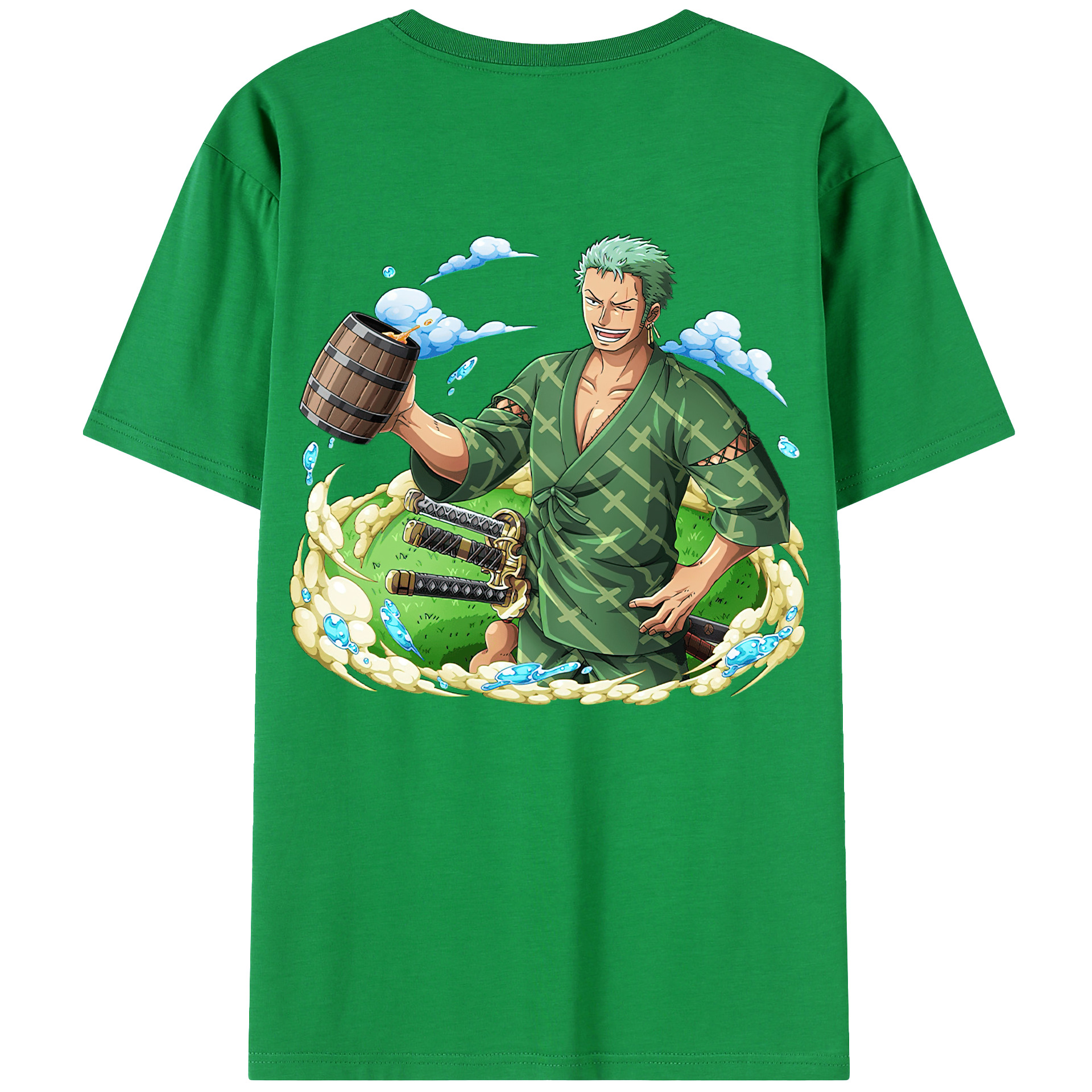 ワンピース ロロノア・ゾロ ONE PIECE Roronoa Zoro 綿100％ メンズ半袖Tシャツ（バックプリント） 通気性