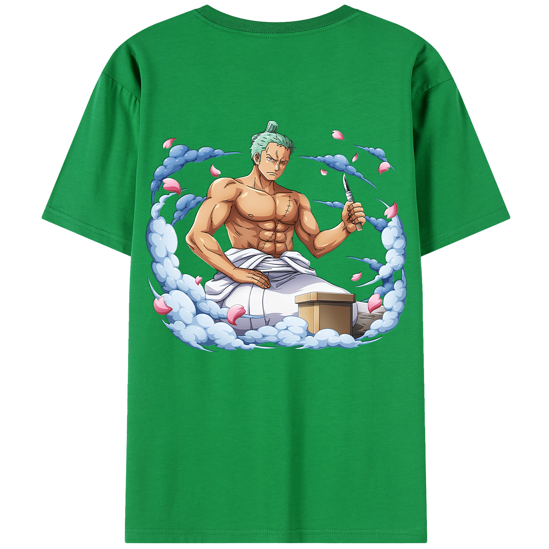 ワンピース ロロノア・ゾロ ONE PIECE Roronoa Zoro 綿100％ メンズ半袖Tシャツ（バックプリント） 通気性